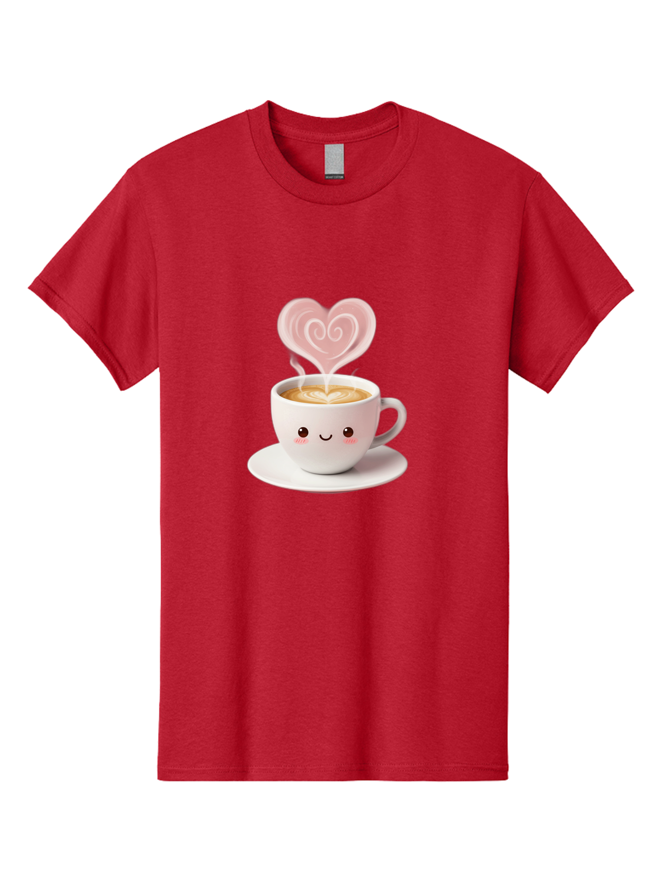 Cappuccino-Heart Men'S Graphic Tee, 100% Cotton, Comfortable Casual Summer Wear, Machine Washable, Cute Coffee Cup, Coffee Art, Heart Design, Steaming Hot Coffee, Coffee Lover, Latte Art, Morning Coffee, Happy Face, Coffee Break, Bab712