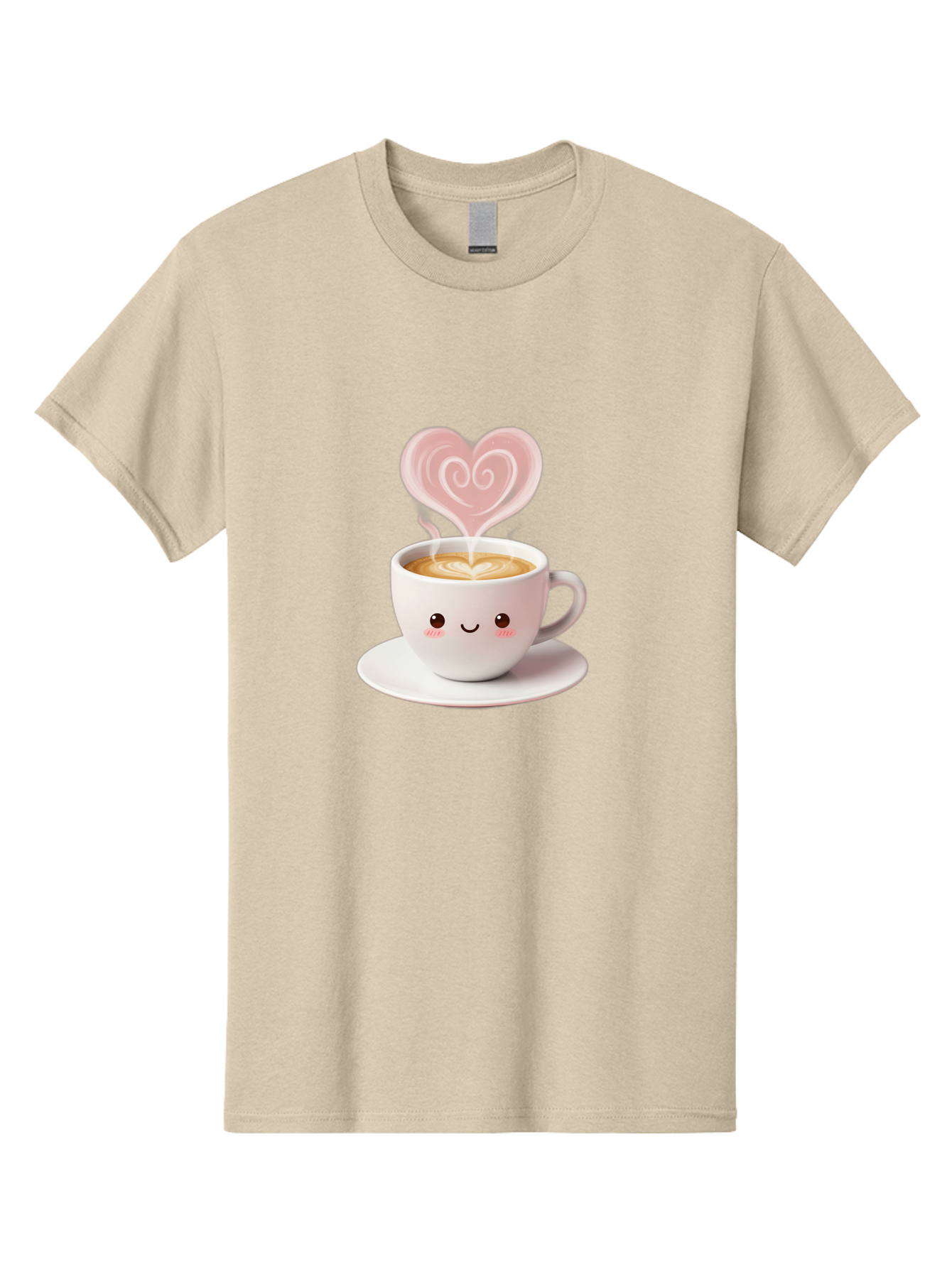 Cappuccino-Heart Men'S Graphic Tee, 100% Cotton, Comfortable Casual Summer Wear, Machine Washable, Cute Coffee Cup, Coffee Art, Heart Design, Steaming Hot Coffee, Coffee Lover, Latte Art, Morning Coffee, Happy Face, Coffee Break, Bab712