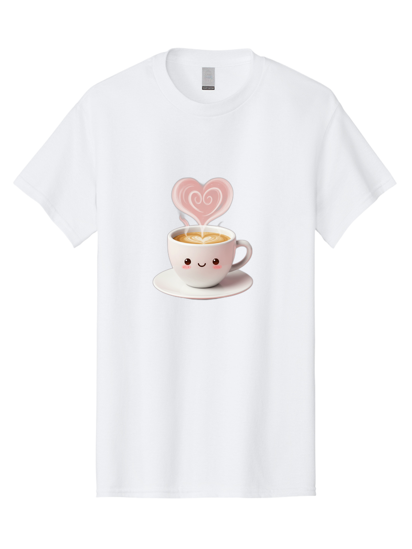 Cappuccino-Heart Men'S Graphic Tee, 100% Cotton, Comfortable Casual Summer Wear, Machine Washable, Cute Coffee Cup, Coffee Art, Heart Design, Steaming Hot Coffee, Coffee Lover, Latte Art, Morning Coffee, Happy Face, Coffee Break, Bab712
