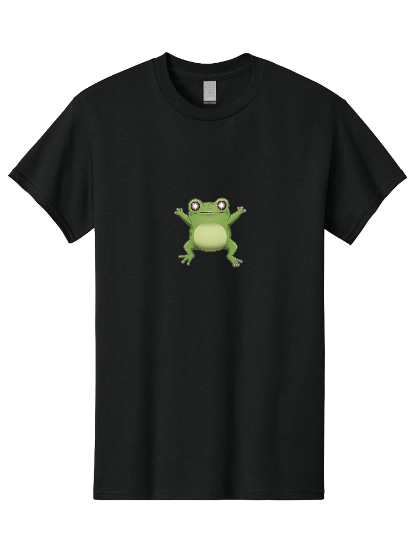 Cartoon-Frog-1 Men'S Graphic Tee, 100% Cotton, Comfortable Casual Summer Wear, Machine Washable, Cartoon Frog, Green Frog, Frog Character, Frog Illustration, Shiny Eyes, Frog Pose, Cute Amphibian, Frog Art, Whimsical Design, Funny Frog, Bab716