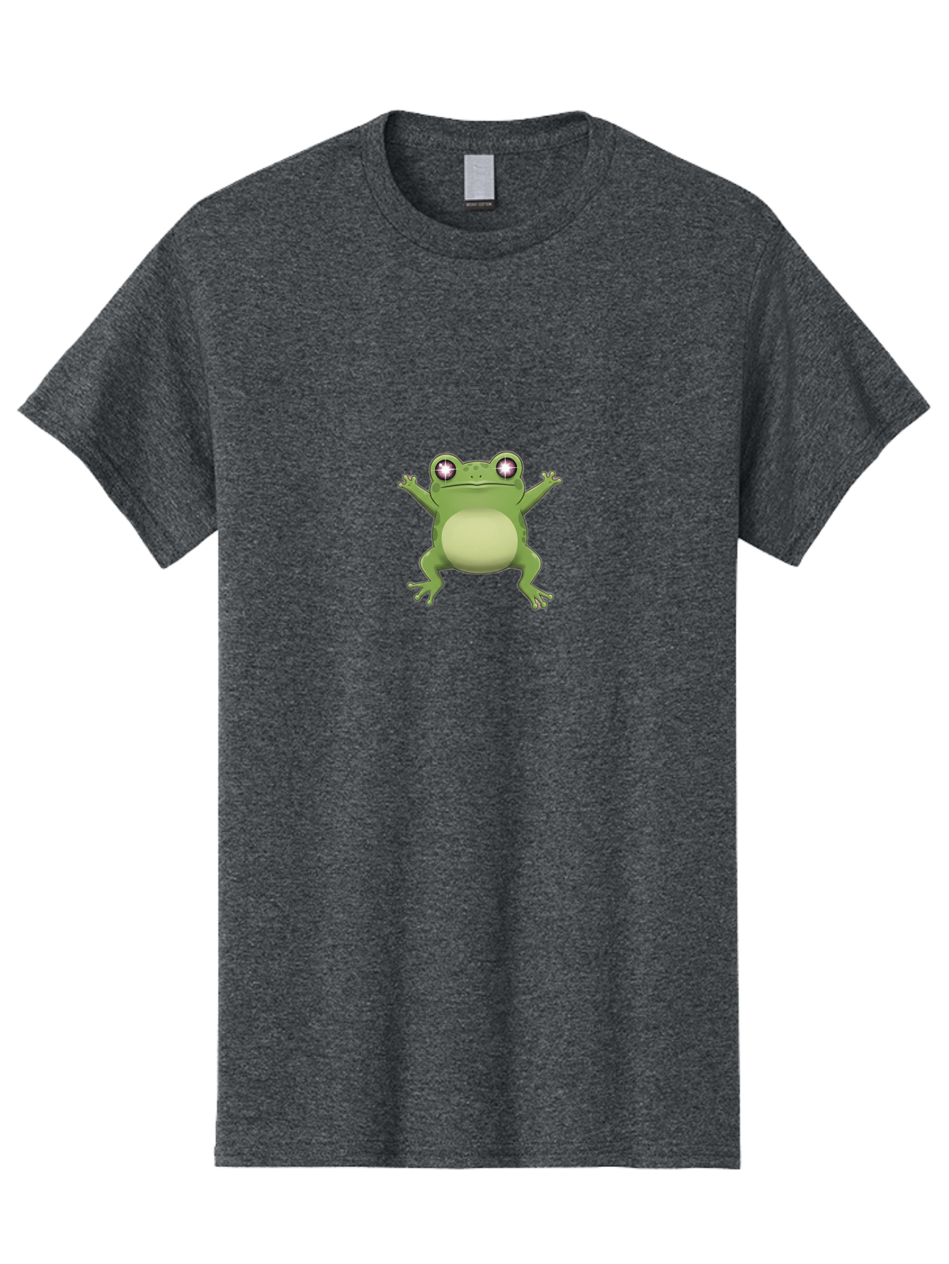 Cartoon-Frog-1 Men'S Graphic Tee, 100% Cotton, Comfortable Casual Summer Wear, Machine Washable, Cartoon Frog, Green Frog, Frog Character, Frog Illustration, Shiny Eyes, Frog Pose, Cute Amphibian, Frog Art, Whimsical Design, Funny Frog, Bab716
