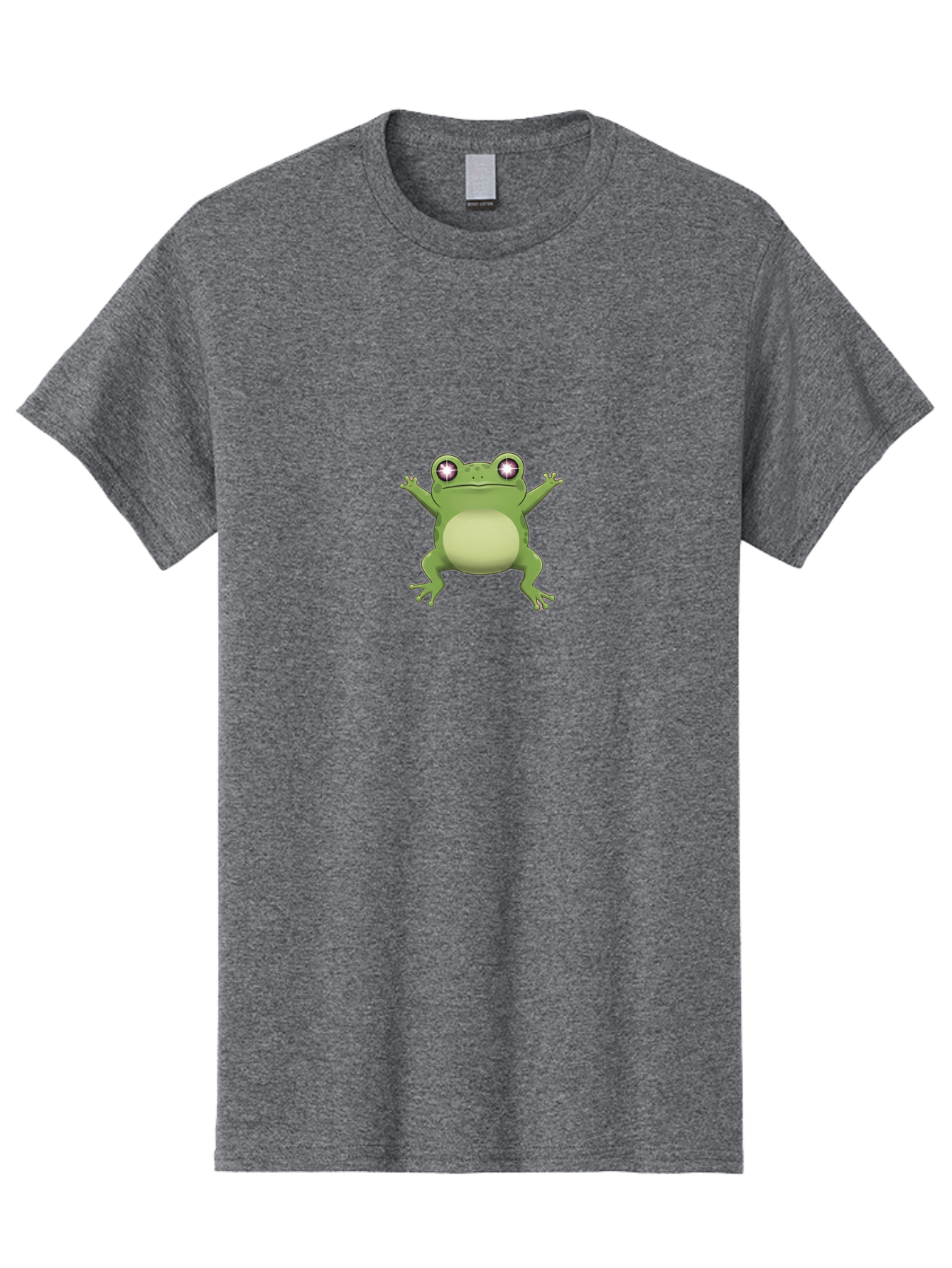 Cartoon-Frog-1 Men'S Graphic Tee, 100% Cotton, Comfortable Casual Summer Wear, Machine Washable, Cartoon Frog, Green Frog, Frog Character, Frog Illustration, Shiny Eyes, Frog Pose, Cute Amphibian, Frog Art, Whimsical Design, Funny Frog, Bab716