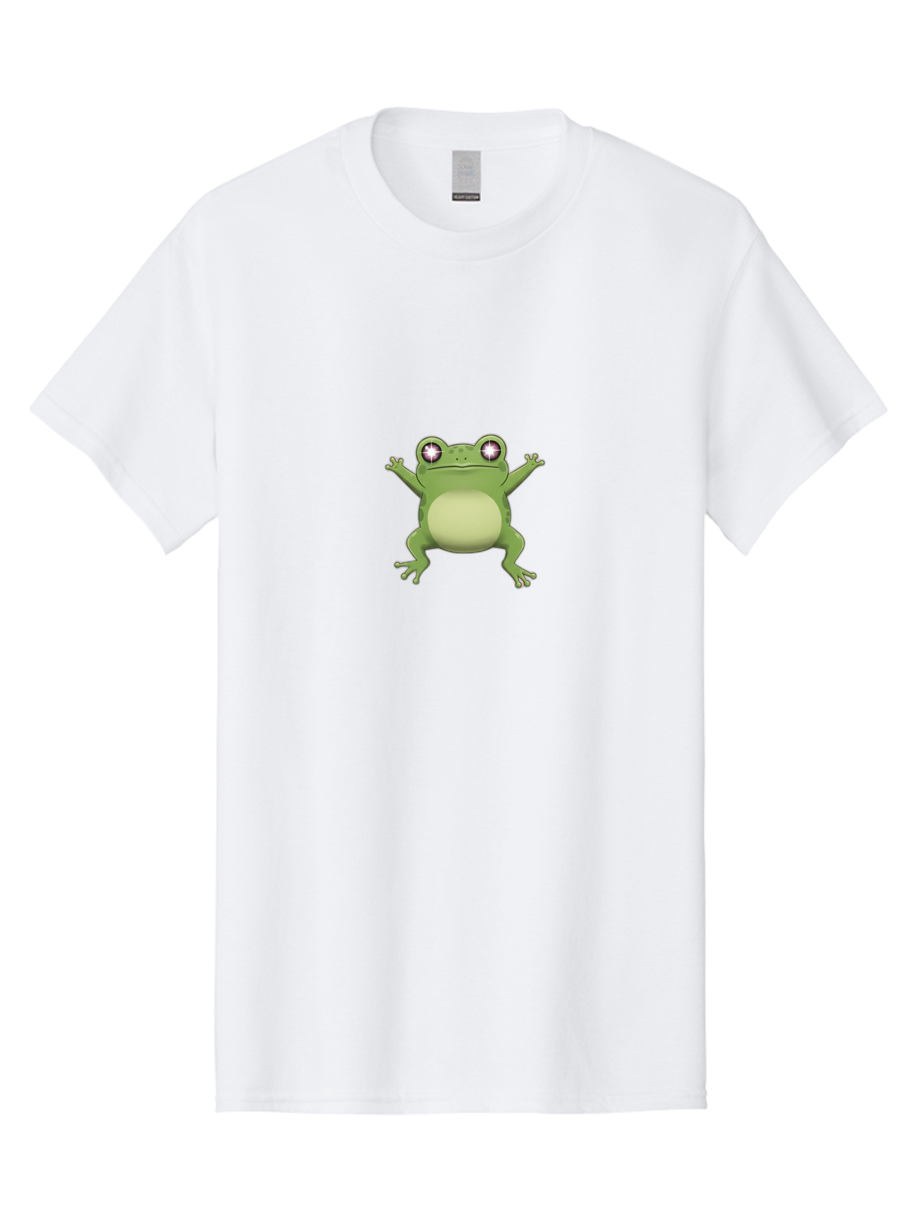 Cartoon-Frog-1 Men'S Graphic Tee, 100% Cotton, Comfortable Casual Summer Wear, Machine Washable, Cartoon Frog, Green Frog, Frog Character, Frog Illustration, Shiny Eyes, Frog Pose, Cute Amphibian, Frog Art, Whimsical Design, Funny Frog, Bab716