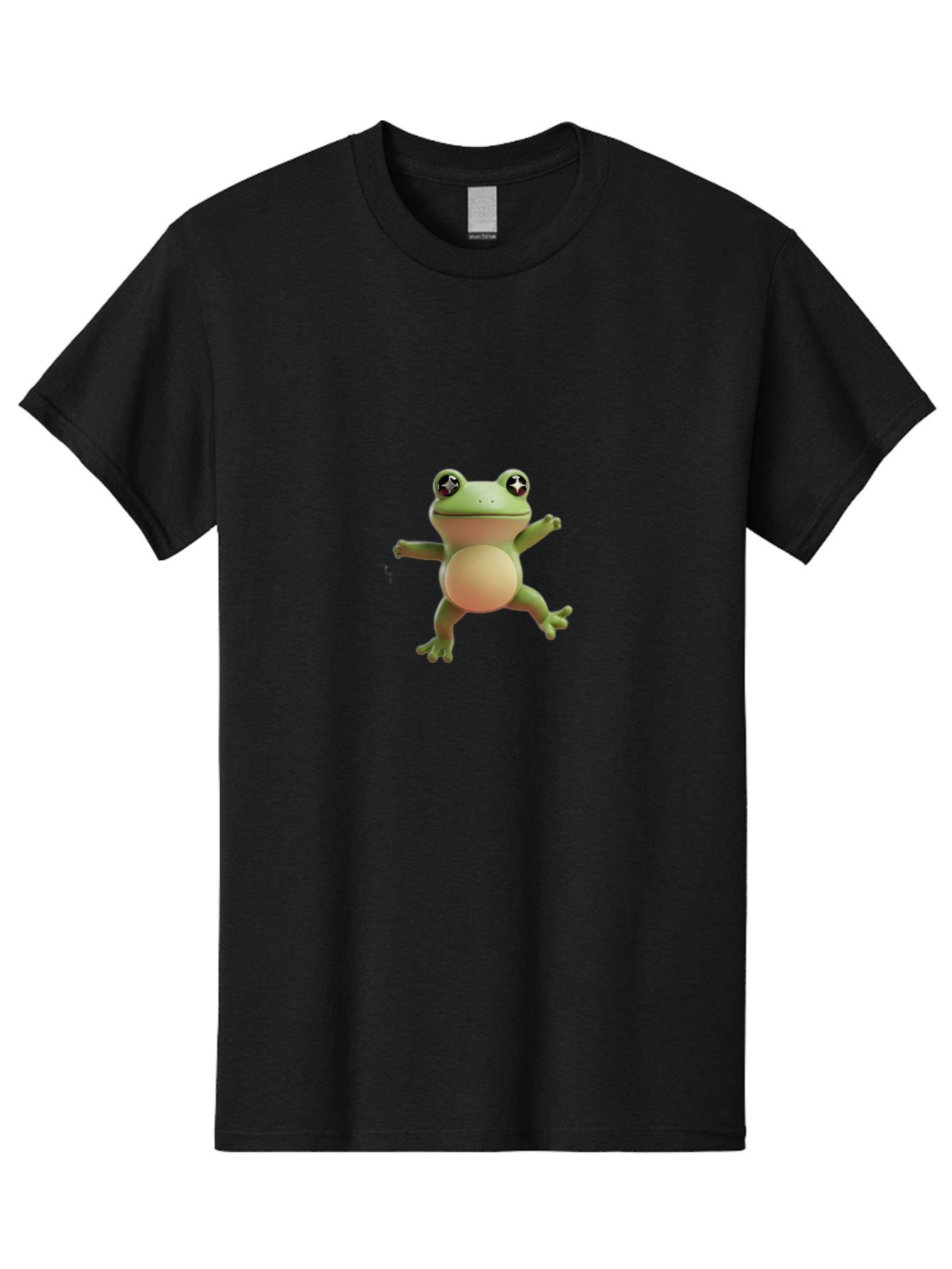Cartoon-Frog Men'S Graphic Tee, 100% Cotton, Comfortable Casual Summer Wear, Machine Washable, Cartoon Frog, Dancing Frog, Green Frog, Frog With Big Eyes, Star-Eyed Frog, Adorable Amphibian, Funny Animal Character Bab717