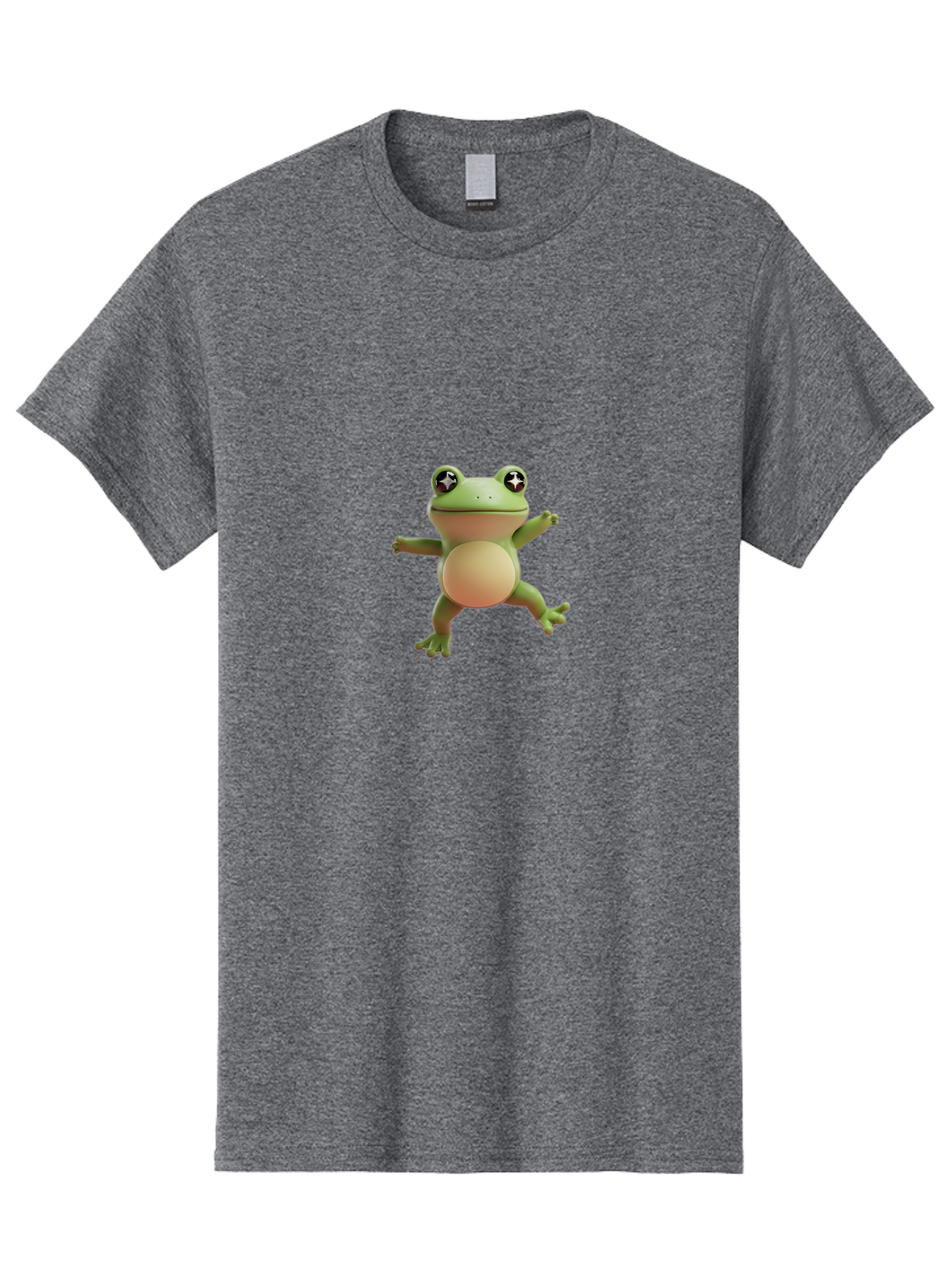 Cartoon-Frog Men'S Graphic Tee, 100% Cotton, Comfortable Casual Summer Wear, Machine Washable, Cartoon Frog, Dancing Frog, Green Frog, Frog With Big Eyes, Star-Eyed Frog, Adorable Amphibian, Funny Animal Character Bab717