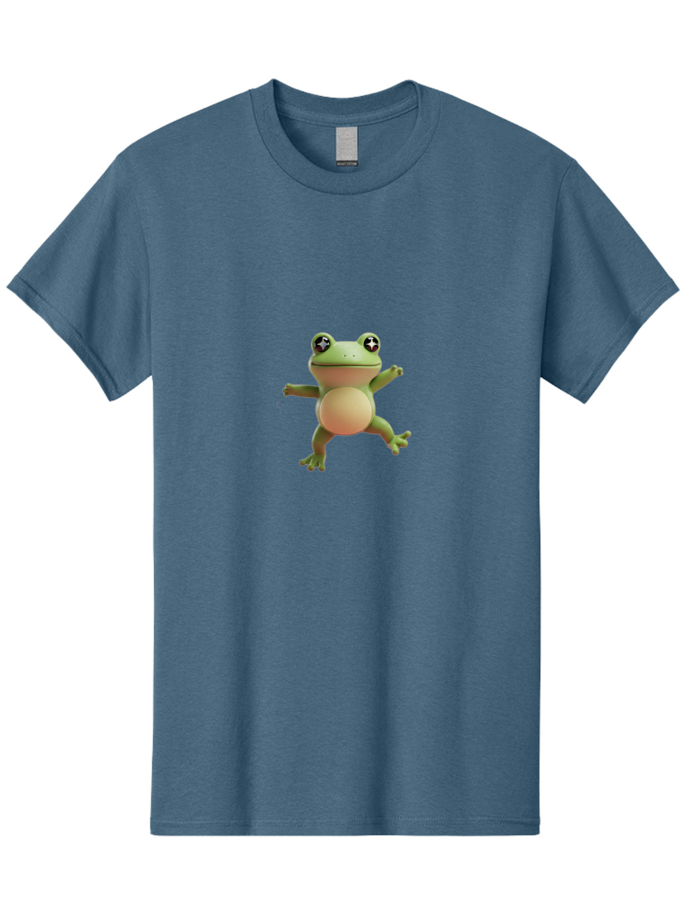 Cartoon-Frog Men'S Graphic Tee, 100% Cotton, Comfortable Casual Summer Wear, Machine Washable, Cartoon Frog, Dancing Frog, Green Frog, Frog With Big Eyes, Star-Eyed Frog, Adorable Amphibian, Funny Animal Character Bab717
