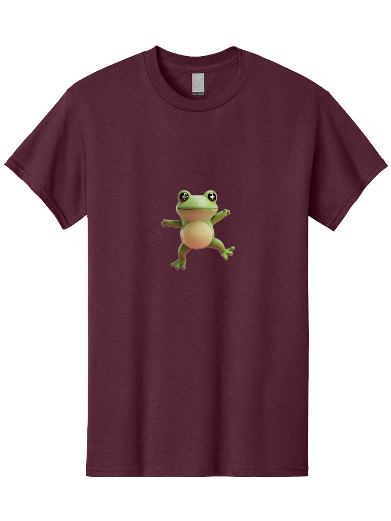Cartoon-Frog Men'S Graphic Tee, 100% Cotton, Comfortable Casual Summer Wear, Machine Washable, Cartoon Frog, Dancing Frog, Green Frog, Frog With Big Eyes, Star-Eyed Frog, Adorable Amphibian, Funny Animal Character Bab717