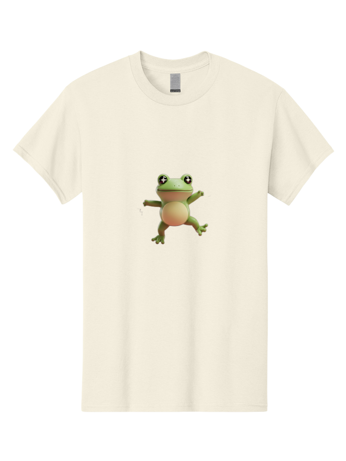 Cartoon-Frog Men'S Graphic Tee, 100% Cotton, Comfortable Casual Summer Wear, Machine Washable, Cartoon Frog, Dancing Frog, Green Frog, Frog With Big Eyes, Star-Eyed Frog, Adorable Amphibian, Funny Animal Character Bab717