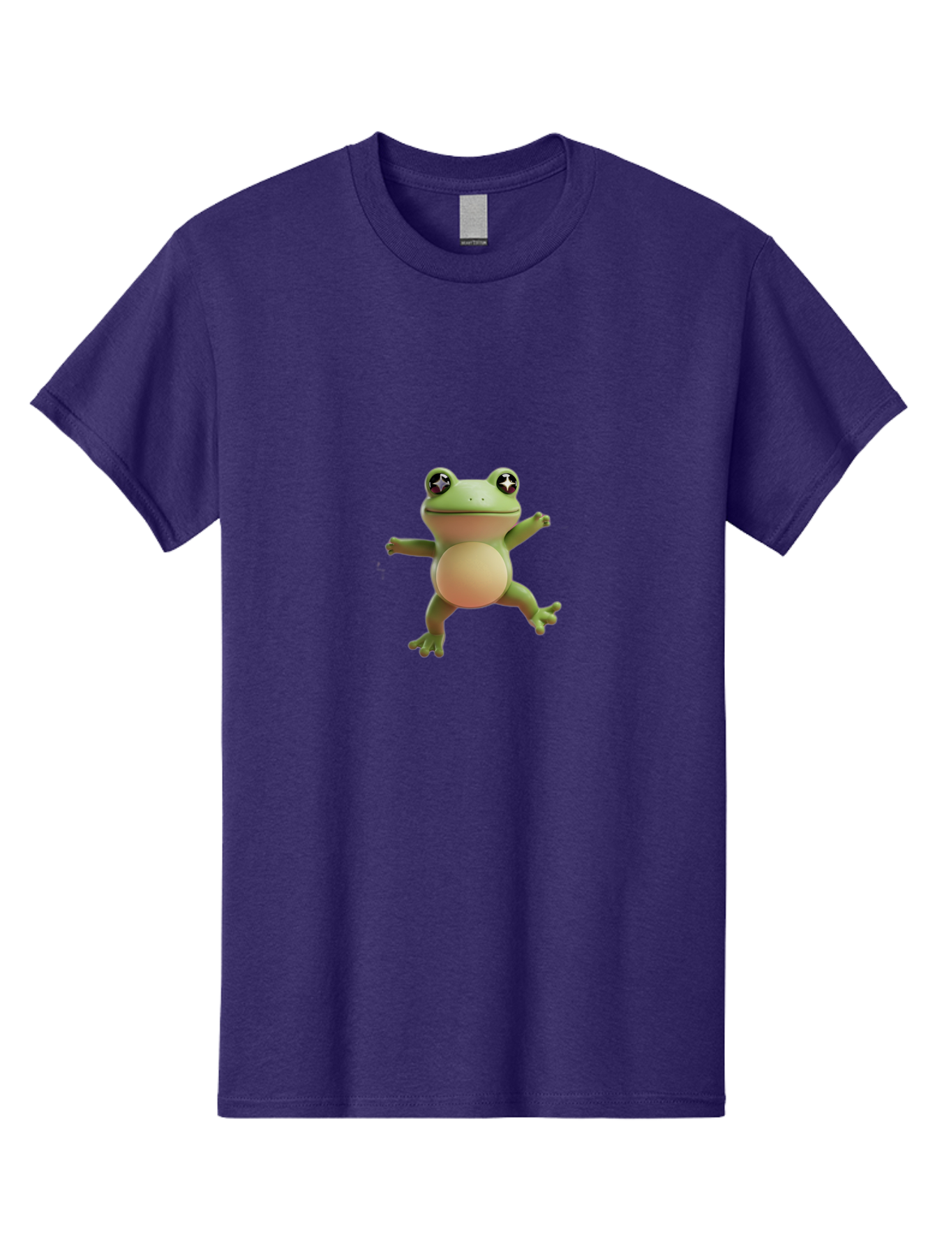 Cartoon-Frog Men'S Graphic Tee, 100% Cotton, Comfortable Casual Summer Wear, Machine Washable, Cartoon Frog, Dancing Frog, Green Frog, Frog With Big Eyes, Star-Eyed Frog, Adorable Amphibian, Funny Animal Character Bab717