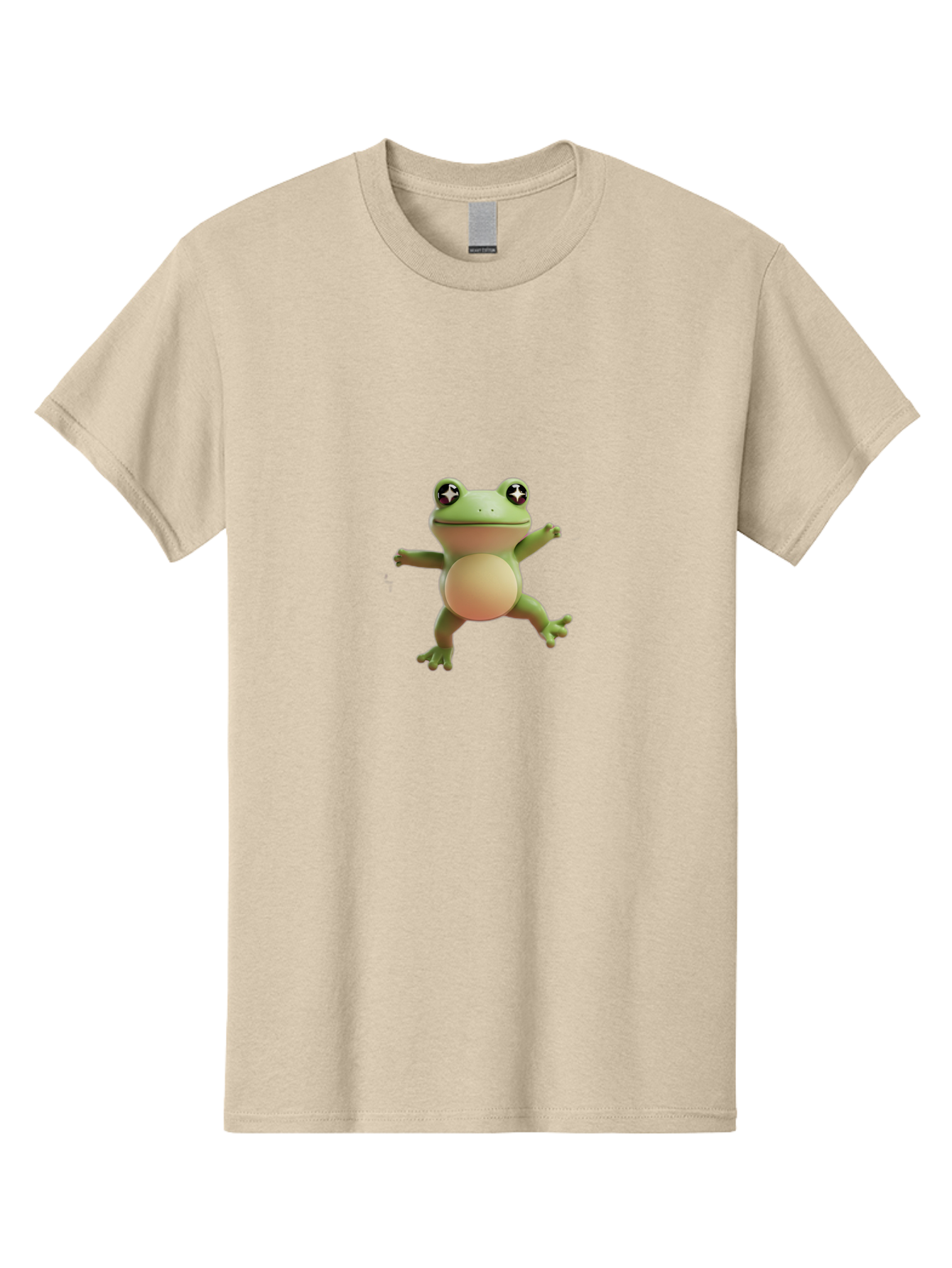 Cartoon-Frog Men'S Graphic Tee, 100% Cotton, Comfortable Casual Summer Wear, Machine Washable, Cartoon Frog, Dancing Frog, Green Frog, Frog With Big Eyes, Star-Eyed Frog, Adorable Amphibian, Funny Animal Character Bab717