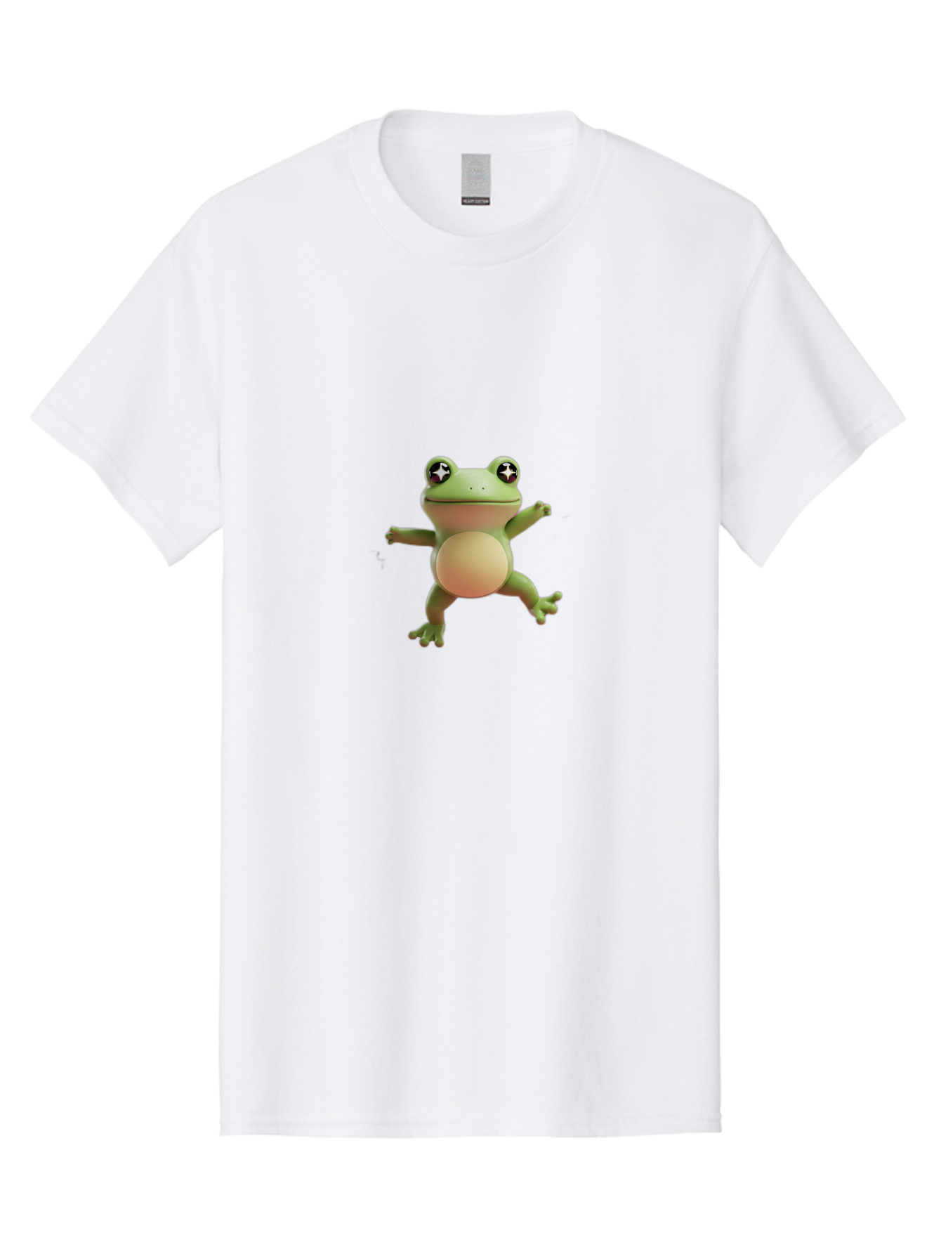 Cartoon-Frog Men'S Graphic Tee, 100% Cotton, Comfortable Casual Summer Wear, Machine Washable, Cartoon Frog, Dancing Frog, Green Frog, Frog With Big Eyes, Star-Eyed Frog, Adorable Amphibian, Funny Animal Character Bab717