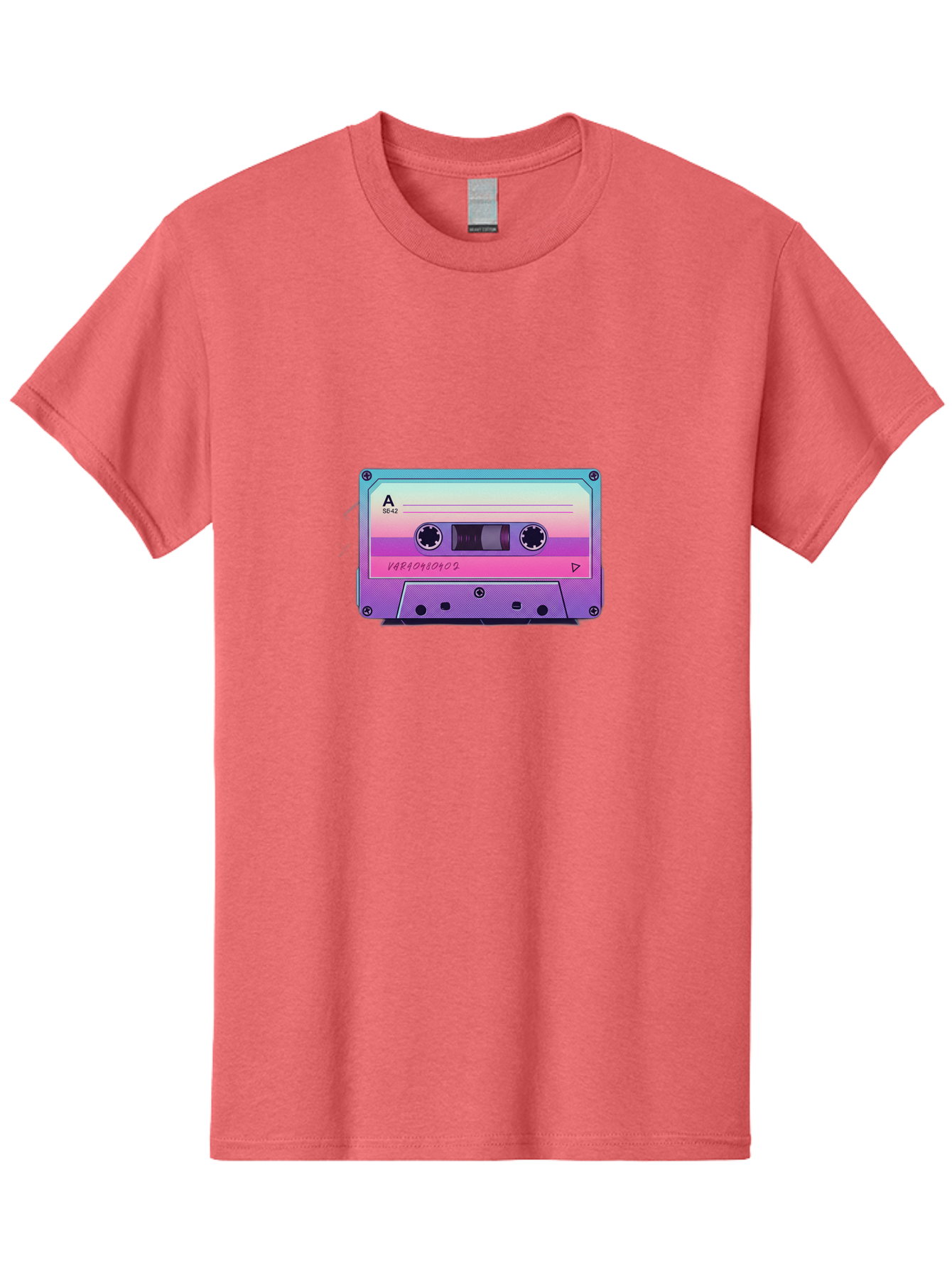 Cassette-Tape Men'S Graphic Tee, 100% Cotton, Comfortable Casual Summer Wear, Machine Washable, Retro Cassette Tape, Vintage Music Format, Nostalgic Tech, 80S And 90S Music, Pastel Colors, Various Artists Mix Tape, Music Lover'S Icon Bab720