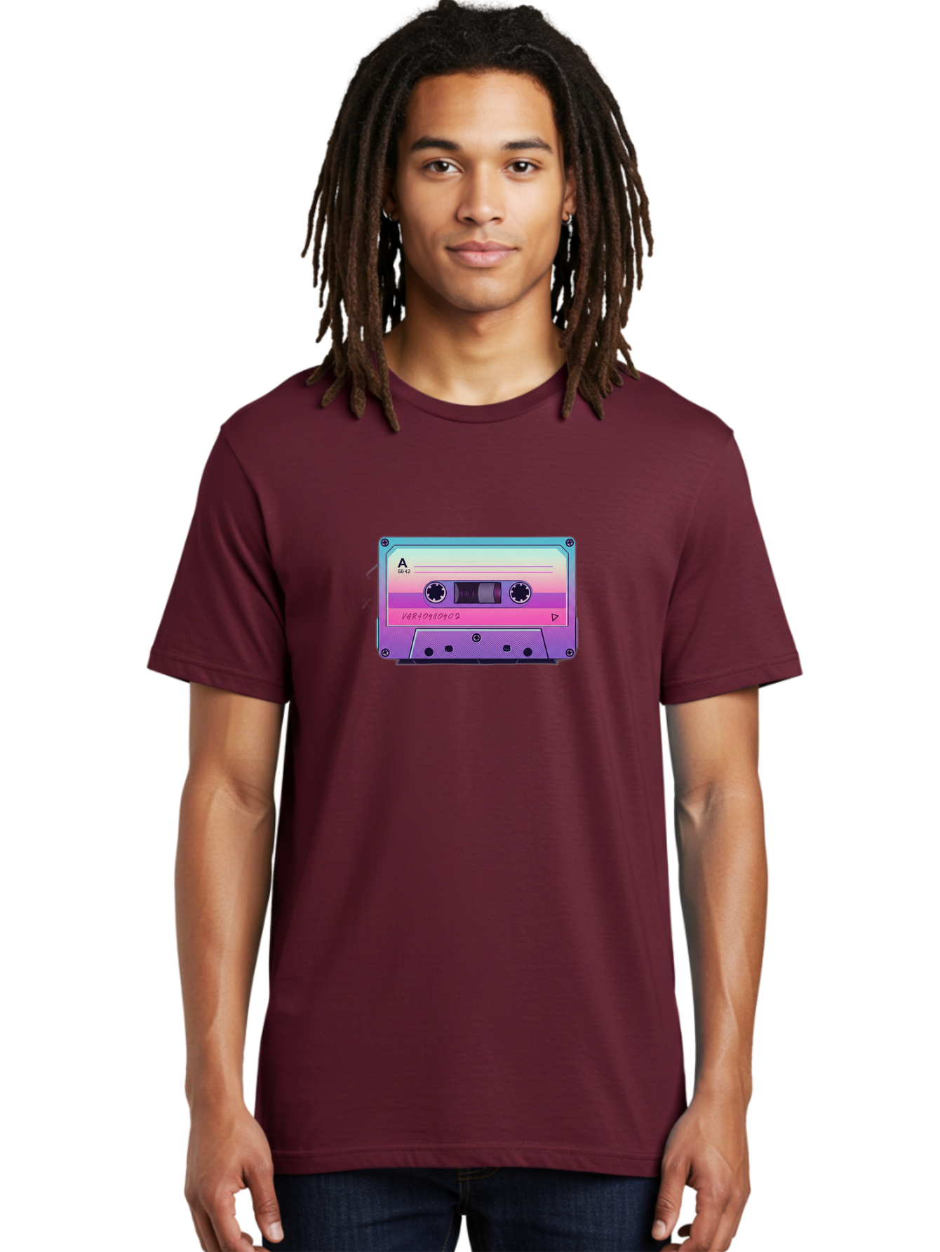 Cassette-Tape Men'S Graphic Tee, 100% Cotton, Comfortable Casual Summer Wear, Machine Washable, Retro Cassette Tape, Vintage Music Format, Nostalgic Tech, 80S And 90S Music, Pastel Colors, Various Artists Mix Tape, Music Lover'S Icon Bab720