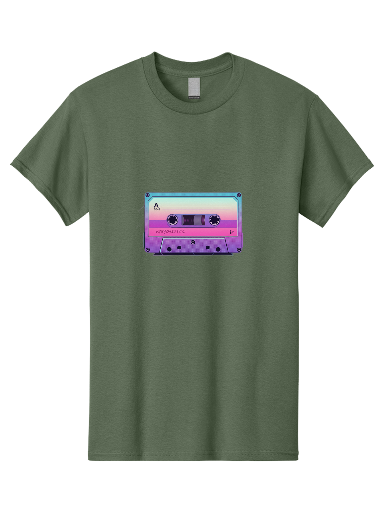 Cassette-Tape Men'S Graphic Tee, 100% Cotton, Comfortable Casual Summer Wear, Machine Washable, Retro Cassette Tape, Vintage Music Format, Nostalgic Tech, 80S And 90S Music, Pastel Colors, Various Artists Mix Tape, Music Lover'S Icon Bab720