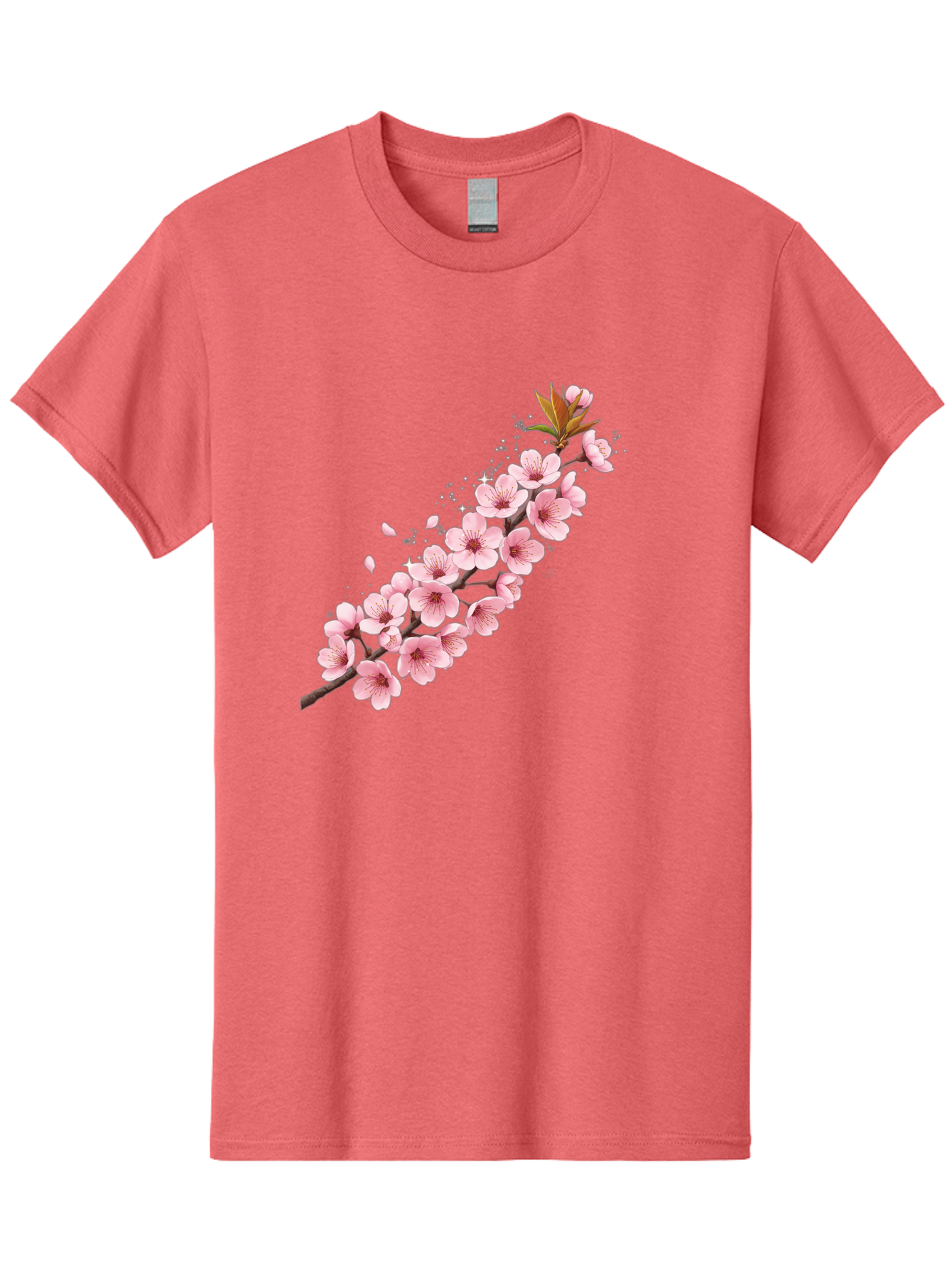 Cherry-Blossom-Branch Men'S Graphic Tee, 100% Cotton, Comfortable Casual Summer Wear, Machine Washable, Cherry Blossom Flowers, Pink Petals, Falling Petals, Floral Arrangement, Delicate Blooms, Spring Flowers, Soft Pink Hues, Flower Branch Bab732