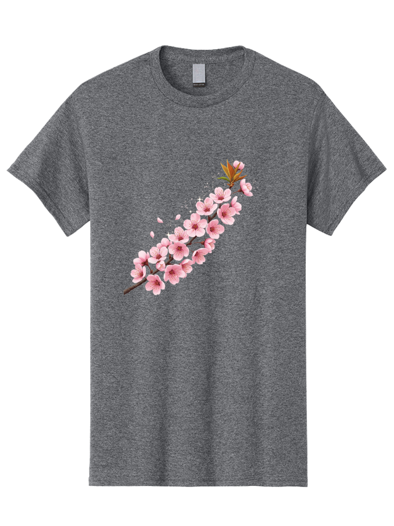 Cherry-Blossom-Branch Men'S Graphic Tee, 100% Cotton, Comfortable Casual Summer Wear, Machine Washable, Cherry Blossom Flowers, Pink Petals, Falling Petals, Floral Arrangement, Delicate Blooms, Spring Flowers, Soft Pink Hues, Flower Branch Bab732