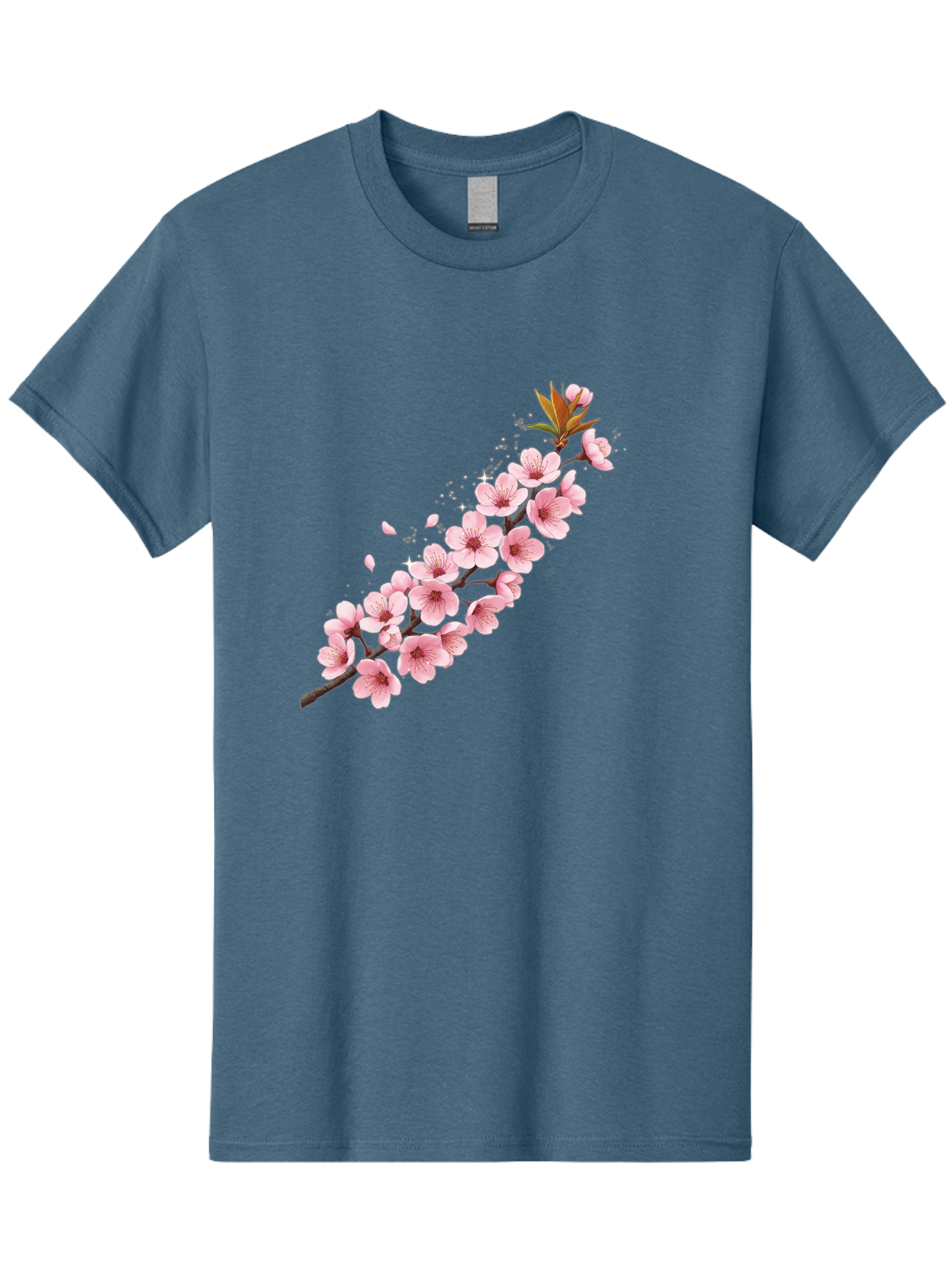 Cherry-Blossom-Branch Men'S Graphic Tee, 100% Cotton, Comfortable Casual Summer Wear, Machine Washable, Cherry Blossom Flowers, Pink Petals, Falling Petals, Floral Arrangement, Delicate Blooms, Spring Flowers, Soft Pink Hues, Flower Branch Bab732