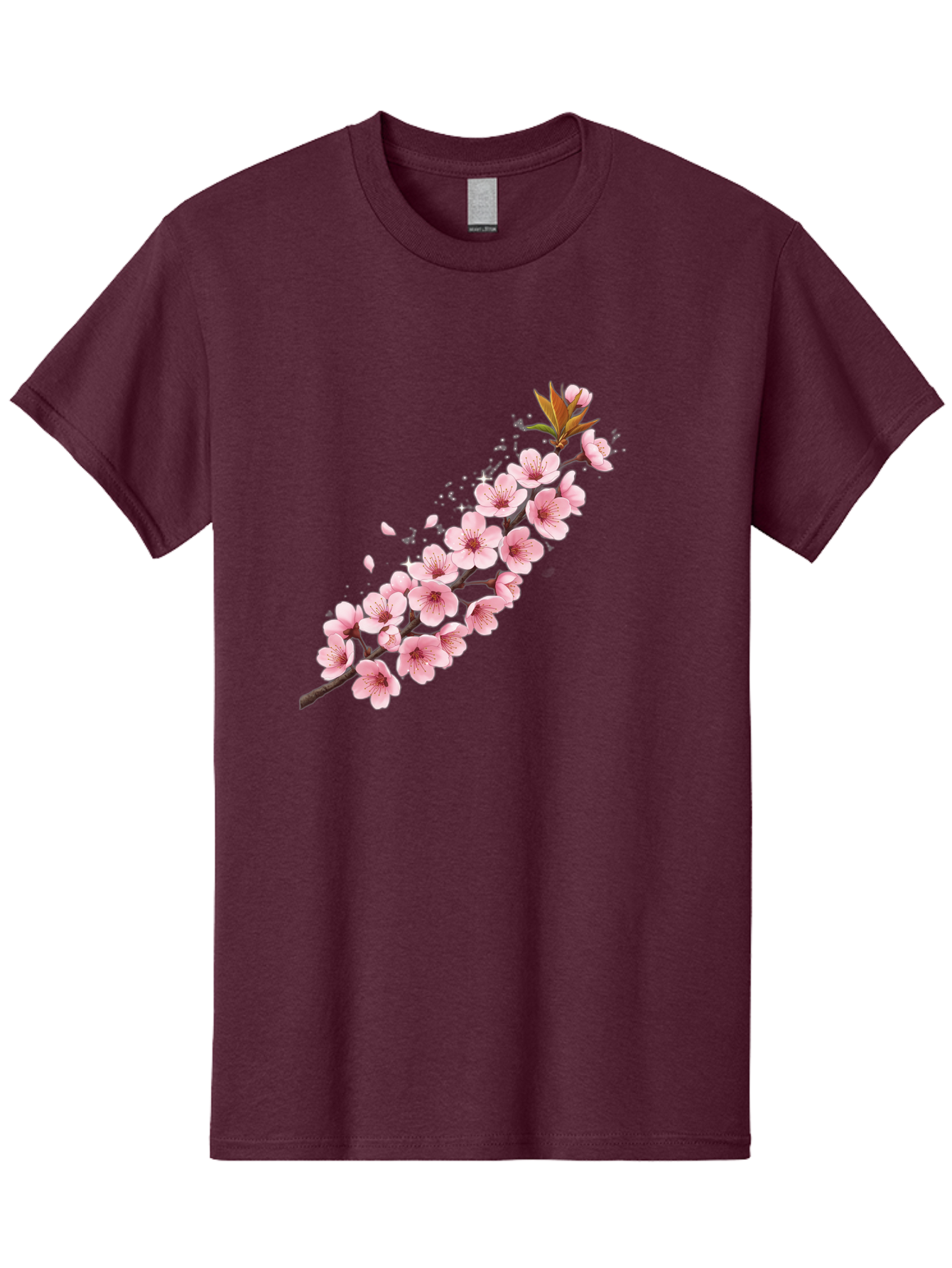 Cherry-Blossom-Branch Men'S Graphic Tee, 100% Cotton, Comfortable Casual Summer Wear, Machine Washable, Cherry Blossom Flowers, Pink Petals, Falling Petals, Floral Arrangement, Delicate Blooms, Spring Flowers, Soft Pink Hues, Flower Branch Bab732