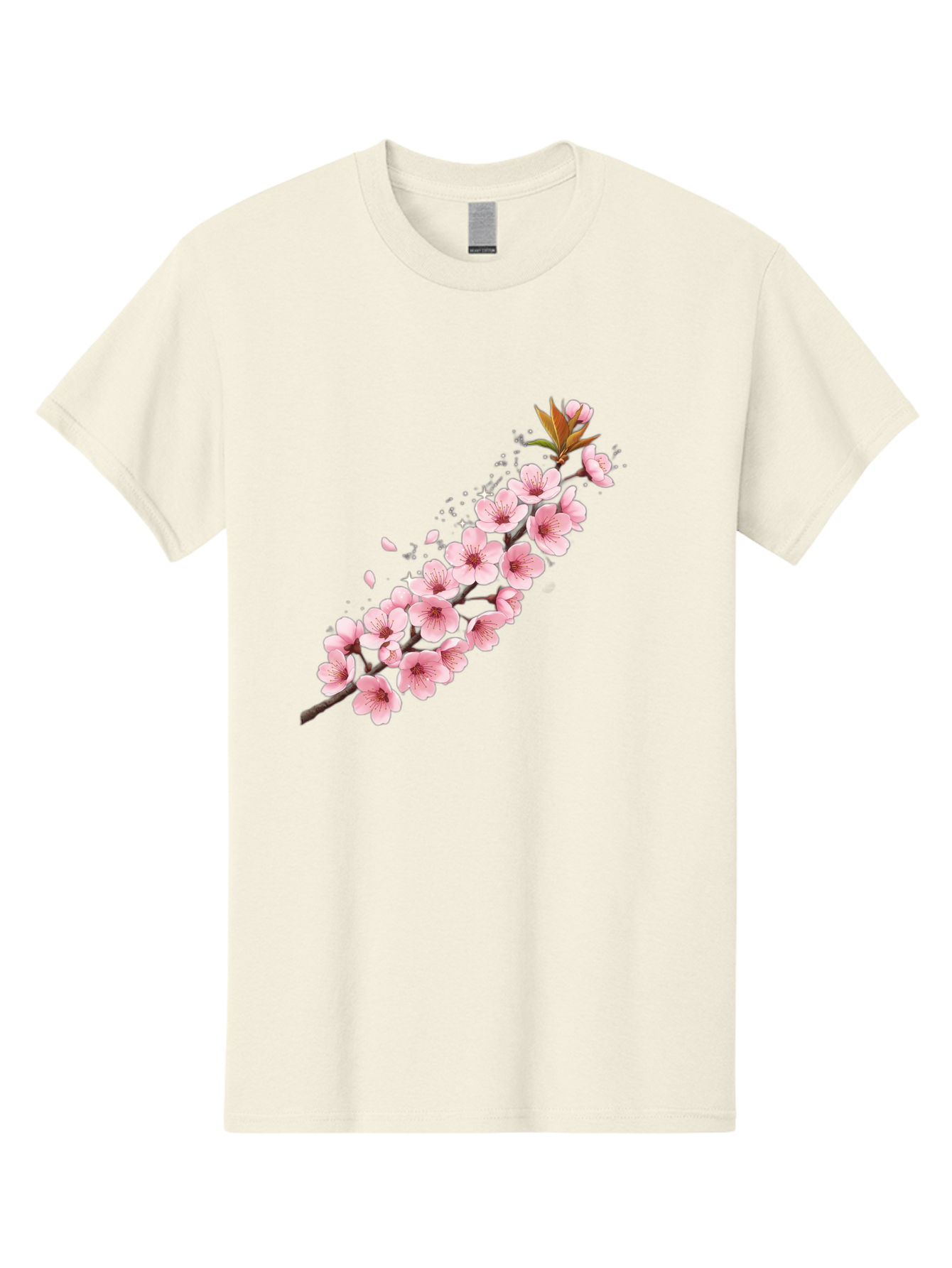 Cherry-Blossom-Branch Men'S Graphic Tee, 100% Cotton, Comfortable Casual Summer Wear, Machine Washable, Cherry Blossom Flowers, Pink Petals, Falling Petals, Floral Arrangement, Delicate Blooms, Spring Flowers, Soft Pink Hues, Flower Branch Bab732