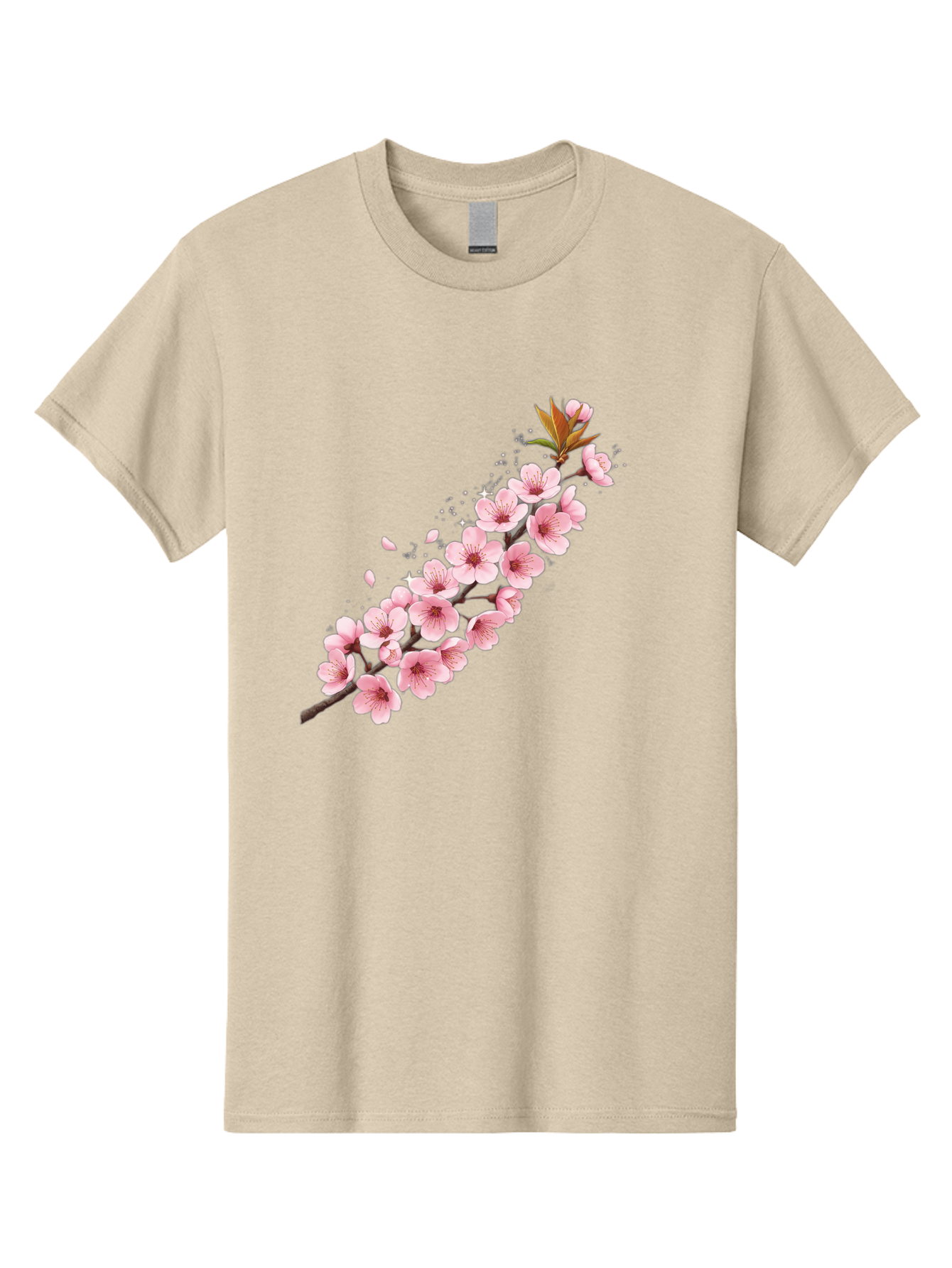 Cherry-Blossom-Branch Men'S Graphic Tee, 100% Cotton, Comfortable Casual Summer Wear, Machine Washable, Cherry Blossom Flowers, Pink Petals, Falling Petals, Floral Arrangement, Delicate Blooms, Spring Flowers, Soft Pink Hues, Flower Branch Bab732