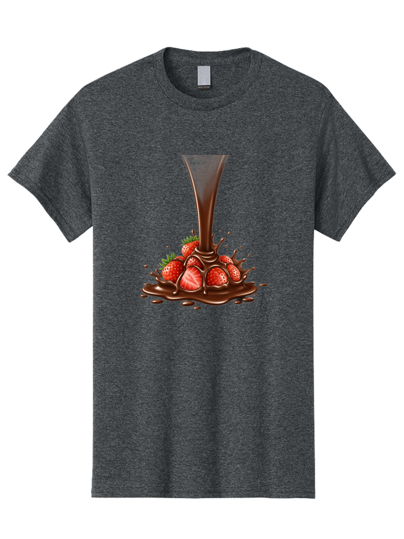 Chocolate-And-Strawberries Men'S Graphic Tee, 100% Cotton, Comfortable Casual Summer Wear, Machine Washable, Chocolate Sauce Pouring, Strawberries, Sweet Treat, Dessert, Indulgent, Chocolate Fondue, Strawberries And Chocolate, Dessert Lover, Bab737