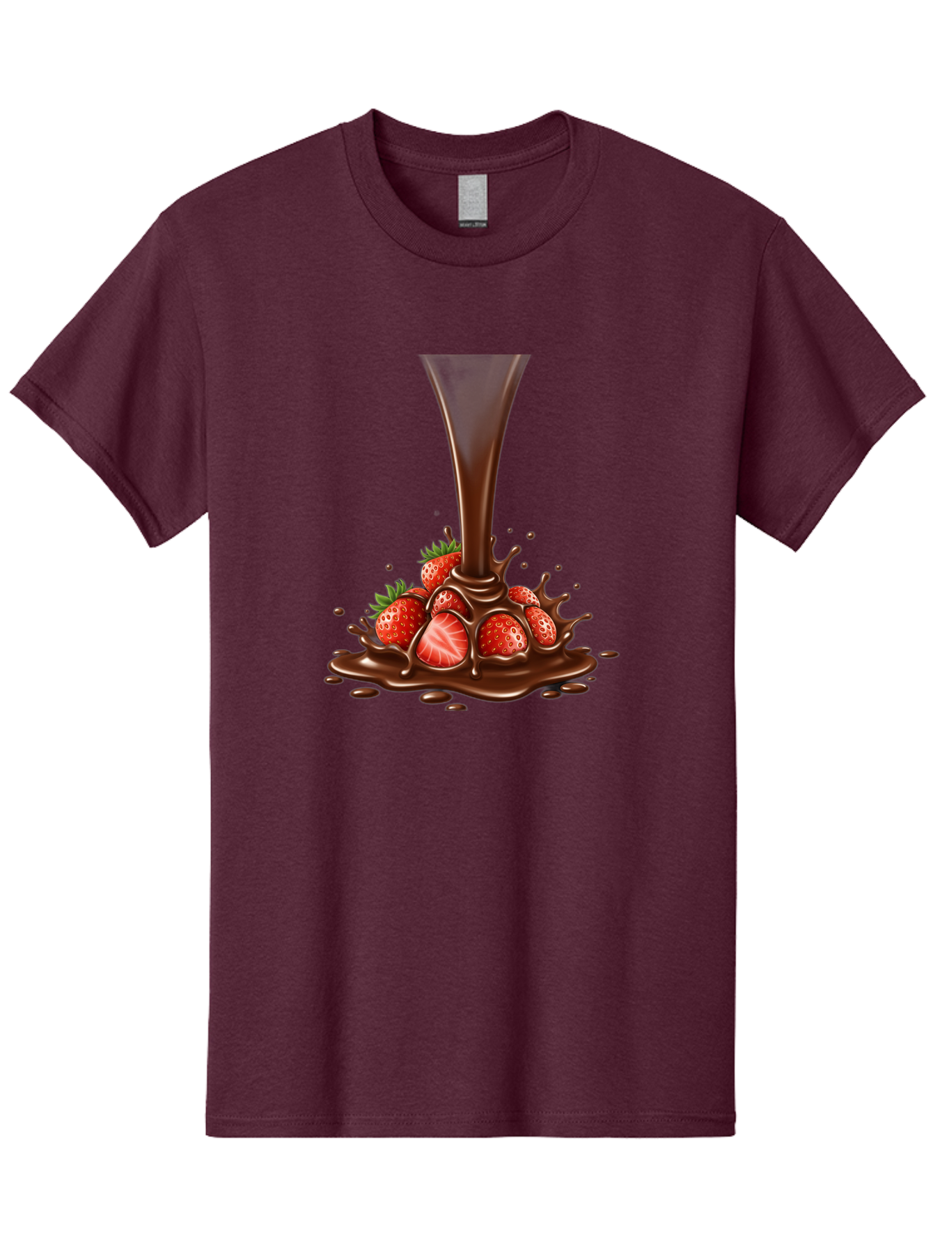 Chocolate-And-Strawberries Men'S Graphic Tee, 100% Cotton, Comfortable Casual Summer Wear, Machine Washable, Chocolate Sauce Pouring, Strawberries, Sweet Treat, Dessert, Indulgent, Chocolate Fondue, Strawberries And Chocolate, Dessert Lover, Bab737
