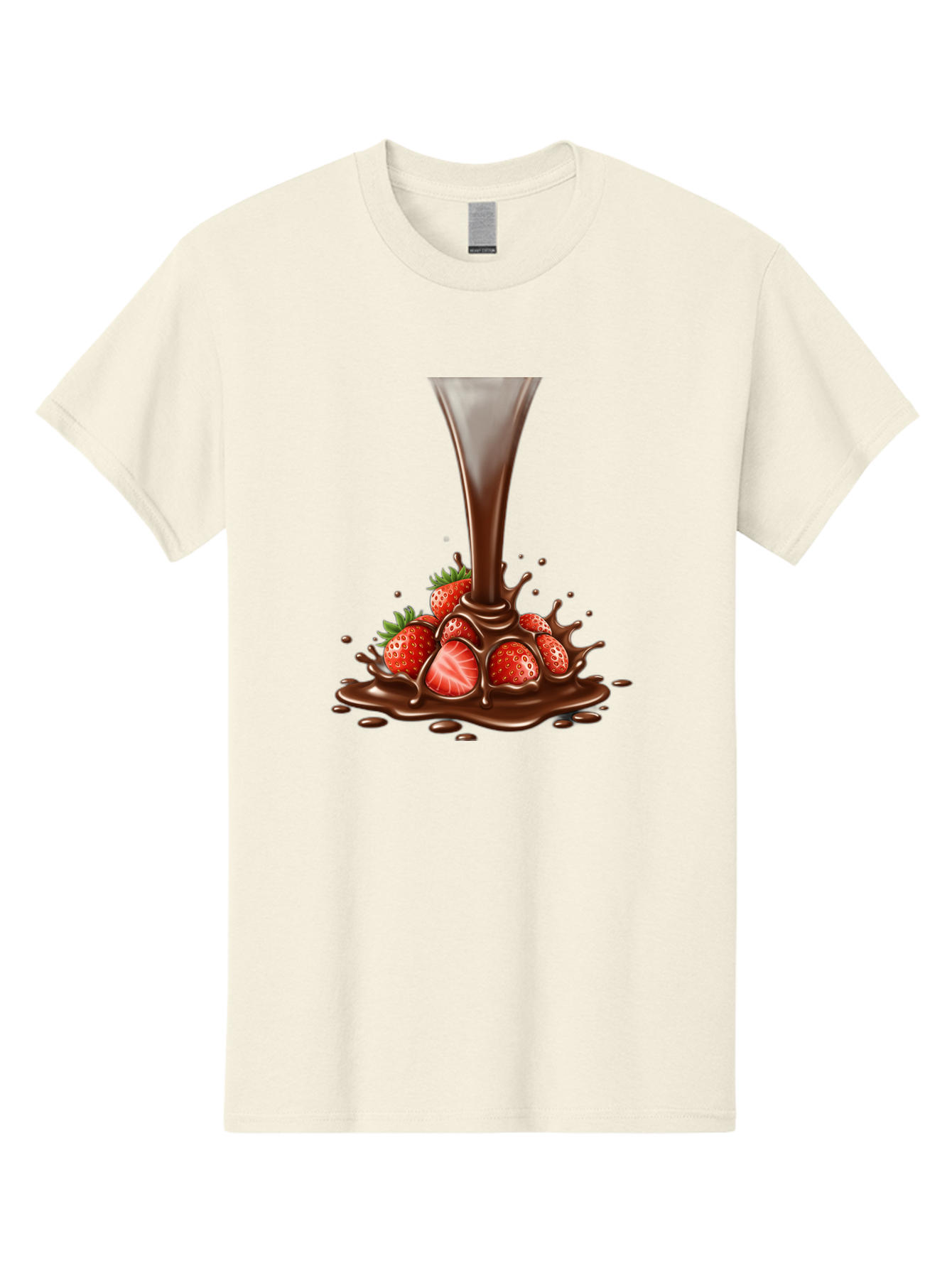 Chocolate-And-Strawberries Men'S Graphic Tee, 100% Cotton, Comfortable Casual Summer Wear, Machine Washable, Chocolate Sauce Pouring, Strawberries, Sweet Treat, Dessert, Indulgent, Chocolate Fondue, Strawberries And Chocolate, Dessert Lover, Bab737