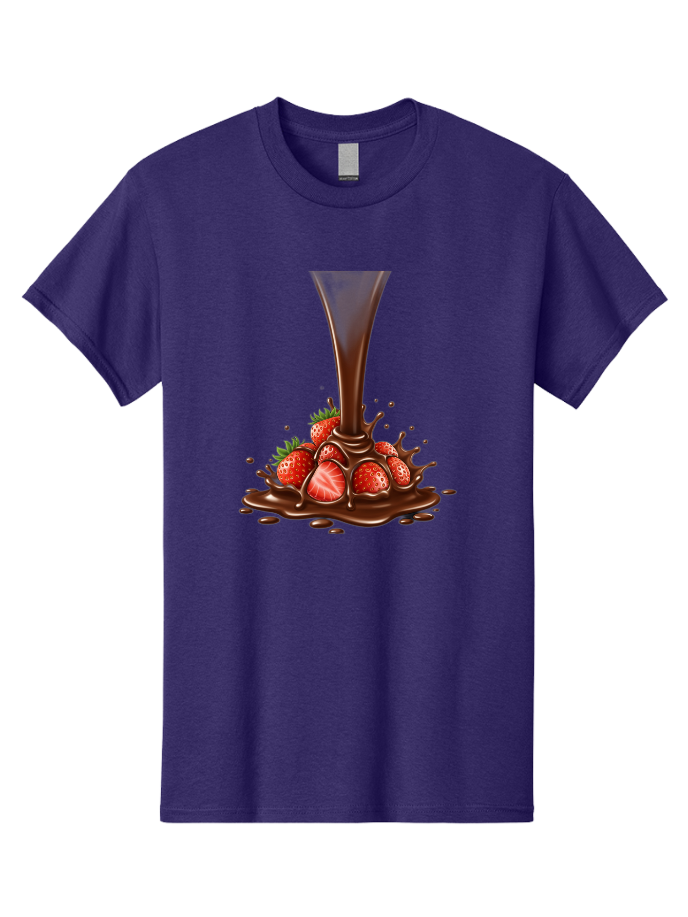 Chocolate-And-Strawberries Men'S Graphic Tee, 100% Cotton, Comfortable Casual Summer Wear, Machine Washable, Chocolate Sauce Pouring, Strawberries, Sweet Treat, Dessert, Indulgent, Chocolate Fondue, Strawberries And Chocolate, Dessert Lover, Bab737