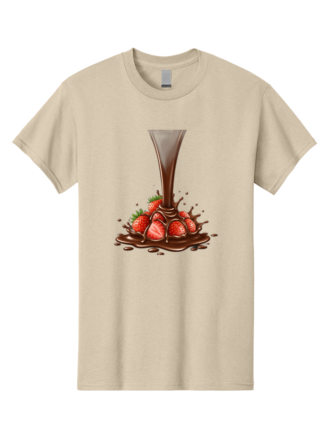 Chocolate-And-Strawberries Men'S Graphic Tee, 100% Cotton, Comfortable Casual Summer Wear, Machine Washable, Chocolate Sauce Pouring, Strawberries, Sweet Treat, Dessert, Indulgent, Chocolate Fondue, Strawberries And Chocolate, Dessert Lover, Bab737