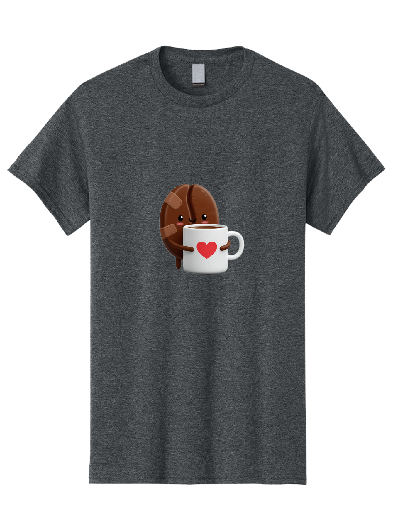 Chocolate-Cookie-Hugging-Coffee-Mug-1 Men'S Graphic Tee, 100% Cotton, Comfortable Casual Summer Wear, Machine Washable, Chocolate Cookie, Cartoon Cookie, Coffee Mug, Heart Design, Cute Illustration, Coffee Break, Bandaged Cookie, Happy Face, Bab738