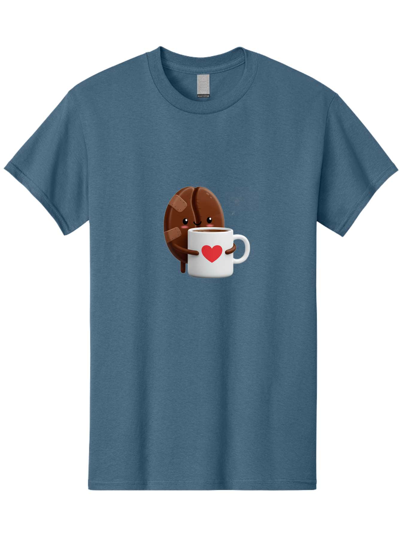 Chocolate-Cookie-Hugging-Coffee-Mug-1 Men'S Graphic Tee, 100% Cotton, Comfortable Casual Summer Wear, Machine Washable, Chocolate Cookie, Cartoon Cookie, Coffee Mug, Heart Design, Cute Illustration, Coffee Break, Bandaged Cookie, Happy Face, Bab738