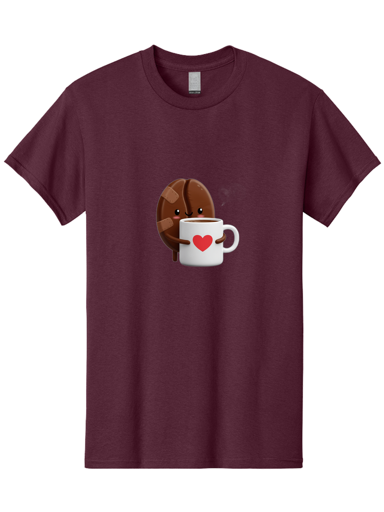 Chocolate-Cookie-Hugging-Coffee-Mug-1 Men'S Graphic Tee, 100% Cotton, Comfortable Casual Summer Wear, Machine Washable, Chocolate Cookie, Cartoon Cookie, Coffee Mug, Heart Design, Cute Illustration, Coffee Break, Bandaged Cookie, Happy Face, Bab738
