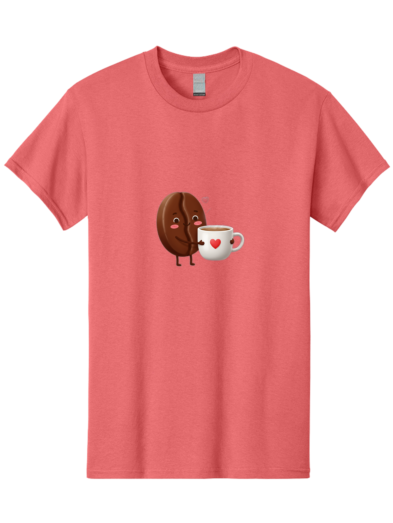 Chocolate-Cookie-Hugging-Coffee-Mug Men'S Graphic Tee, 100% Cotton, Comfortable Casual Summer Wear, Machine Washable, Chocolate Cookie, Cute Character, Coffee Mug, Heart Design, Adorable Scene, Sweet Treats, Cartoon Characters, Bab739