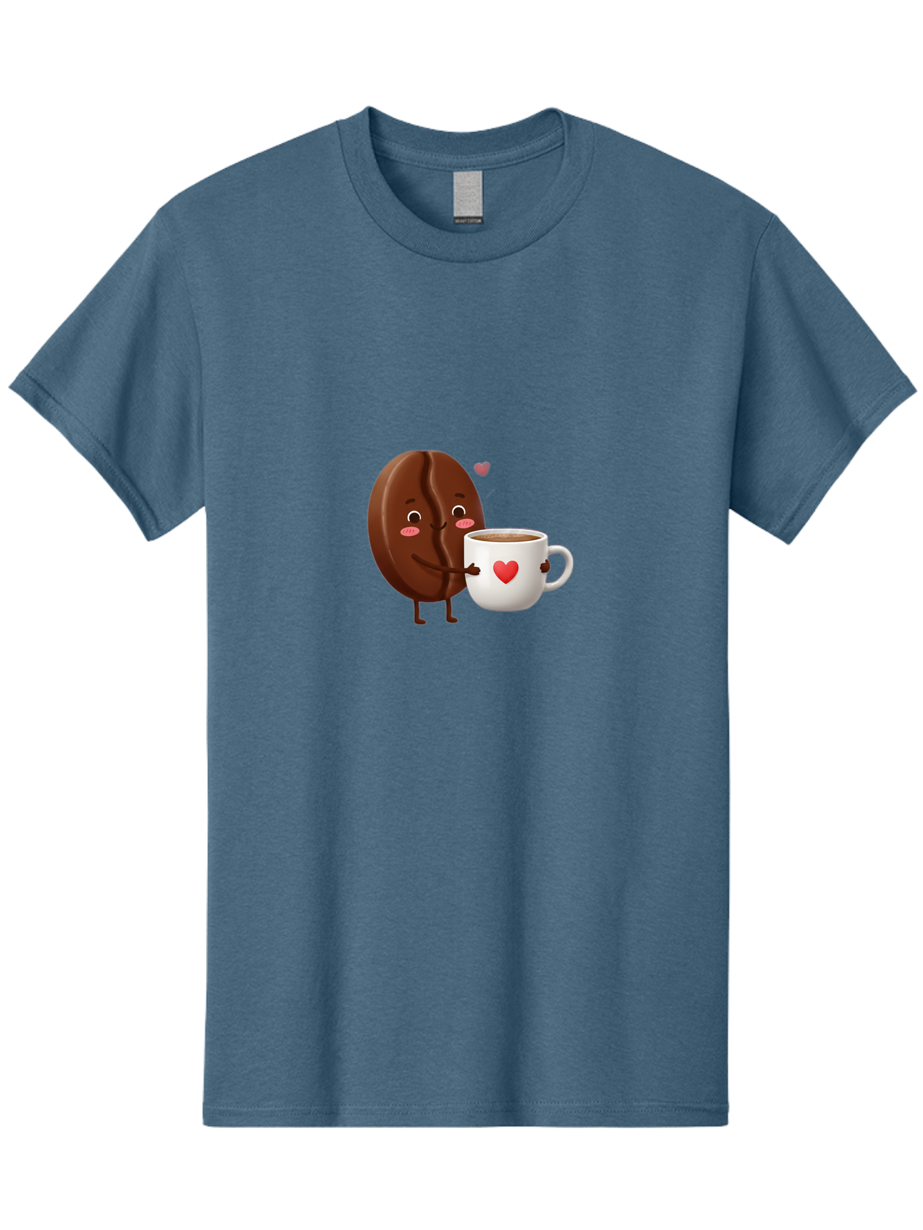 Chocolate-Cookie-Hugging-Coffee-Mug Men'S Graphic Tee, 100% Cotton, Comfortable Casual Summer Wear, Machine Washable, Chocolate Cookie, Cute Character, Coffee Mug, Heart Design, Adorable Scene, Sweet Treats, Cartoon Characters, Bab739