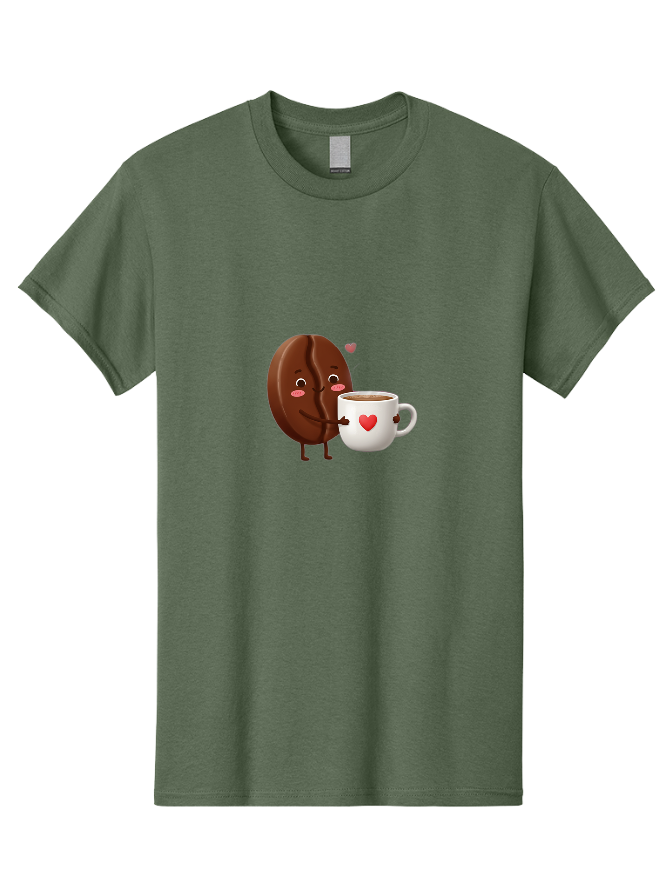 Chocolate-Cookie-Hugging-Coffee-Mug Men'S Graphic Tee, 100% Cotton, Comfortable Casual Summer Wear, Machine Washable, Chocolate Cookie, Cute Character, Coffee Mug, Heart Design, Adorable Scene, Sweet Treats, Cartoon Characters, Bab739