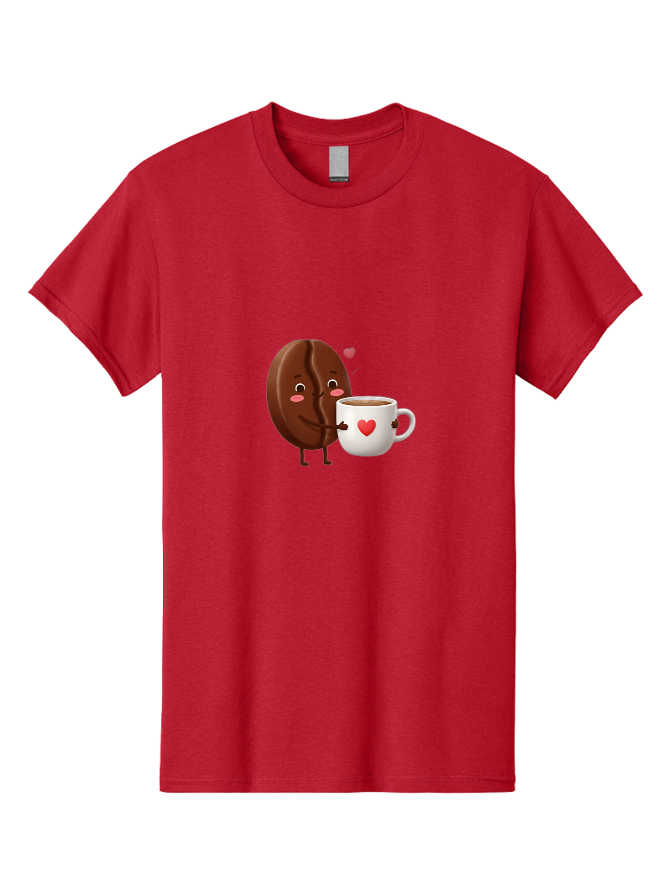 Chocolate-Cookie-Hugging-Coffee-Mug Men'S Graphic Tee, 100% Cotton, Comfortable Casual Summer Wear, Machine Washable, Chocolate Cookie, Cute Character, Coffee Mug, Heart Design, Adorable Scene, Sweet Treats, Cartoon Characters, Bab739