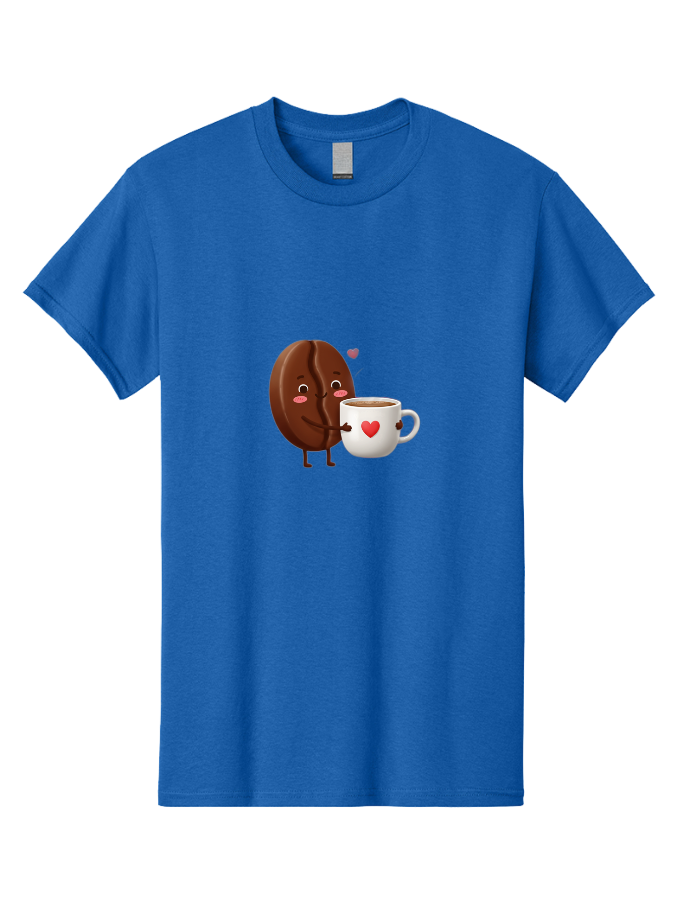 Chocolate-Cookie-Hugging-Coffee-Mug Men'S Graphic Tee, 100% Cotton, Comfortable Casual Summer Wear, Machine Washable, Chocolate Cookie, Cute Character, Coffee Mug, Heart Design, Adorable Scene, Sweet Treats, Cartoon Characters, Bab739