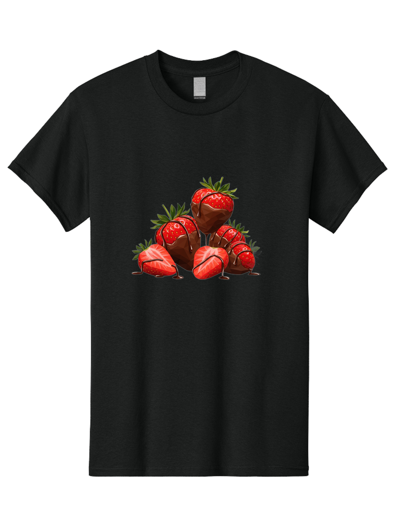 Chocolate-Covered-Strawberries-1 Men'S Graphic Tee, 100% Cotton, Comfortable Casual Summer Wear, Machine Washable, Chocolate Covered Strawberries, Sweet Treats, Indulgent Dessert, Ripe Strawberries, Chocolate Drizzle, Decadent, Luxurious, Bab740