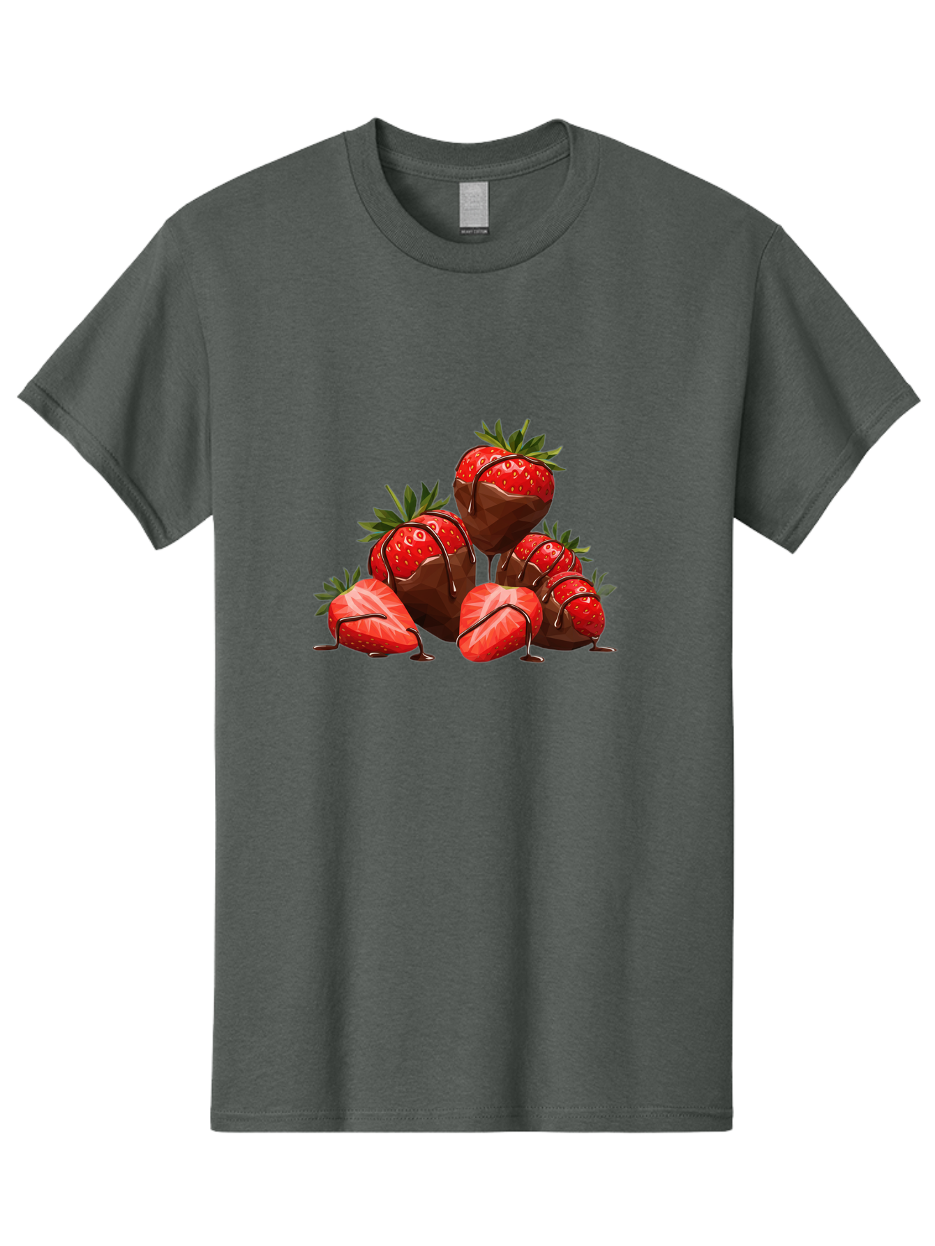 Chocolate-Covered-Strawberries-1 Men'S Graphic Tee, 100% Cotton, Comfortable Casual Summer Wear, Machine Washable, Chocolate Covered Strawberries, Sweet Treats, Indulgent Dessert, Ripe Strawberries, Chocolate Drizzle, Decadent, Luxurious, Bab740