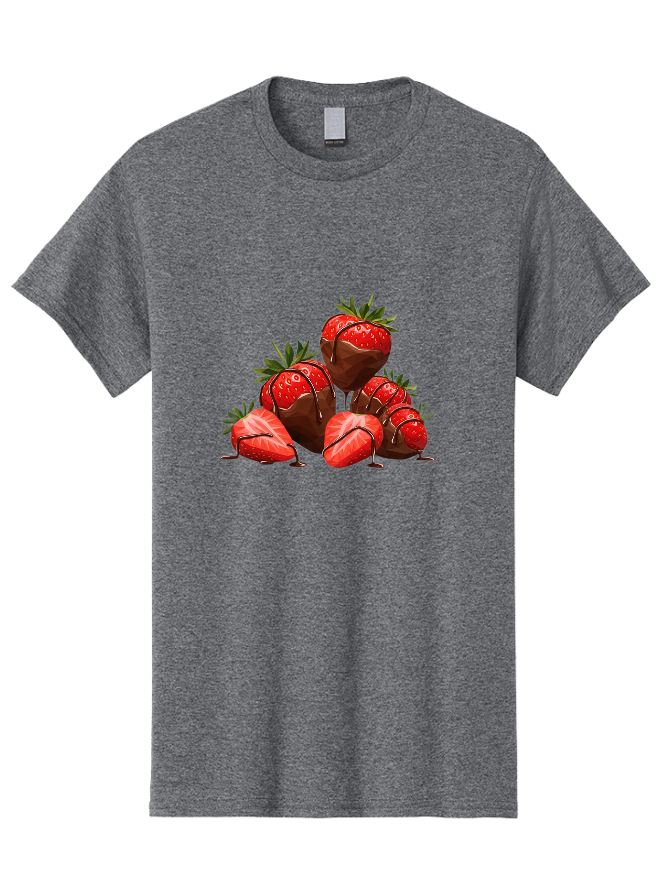 Chocolate-Covered-Strawberries-1 Men'S Graphic Tee, 100% Cotton, Comfortable Casual Summer Wear, Machine Washable, Chocolate Covered Strawberries, Sweet Treats, Indulgent Dessert, Ripe Strawberries, Chocolate Drizzle, Decadent, Luxurious, Bab740