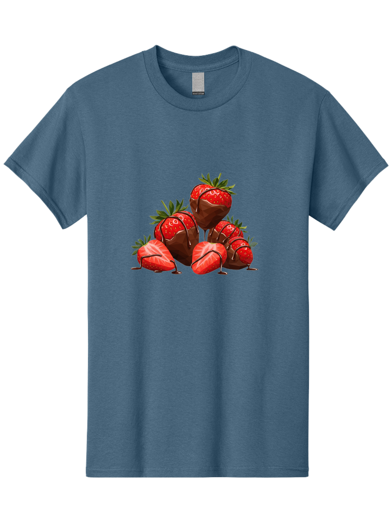 Chocolate-Covered-Strawberries-1 Men'S Graphic Tee, 100% Cotton, Comfortable Casual Summer Wear, Machine Washable, Chocolate Covered Strawberries, Sweet Treats, Indulgent Dessert, Ripe Strawberries, Chocolate Drizzle, Decadent, Luxurious, Bab740