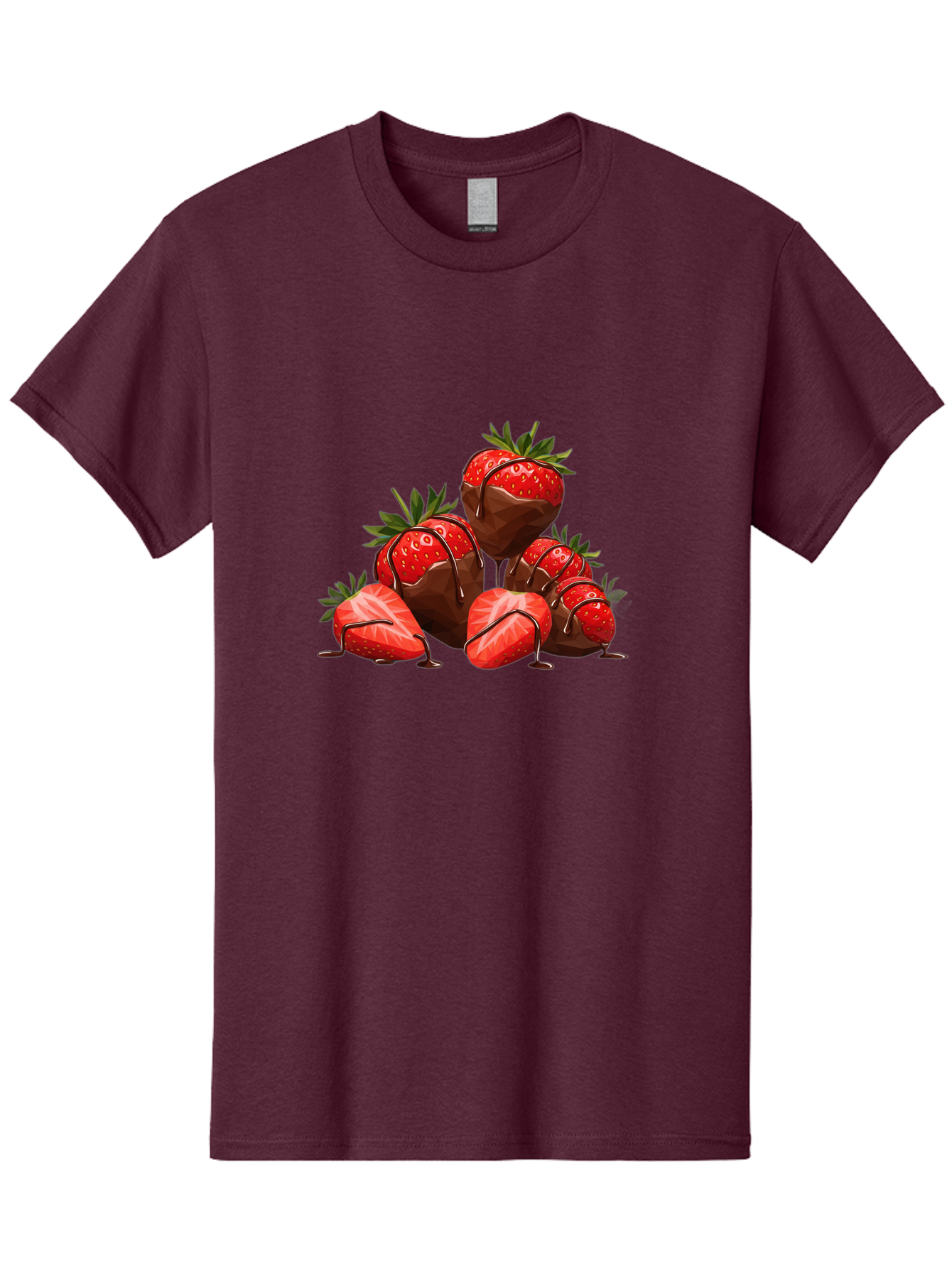 Chocolate-Covered-Strawberries-1 Men'S Graphic Tee, 100% Cotton, Comfortable Casual Summer Wear, Machine Washable, Chocolate Covered Strawberries, Sweet Treats, Indulgent Dessert, Ripe Strawberries, Chocolate Drizzle, Decadent, Luxurious, Bab740