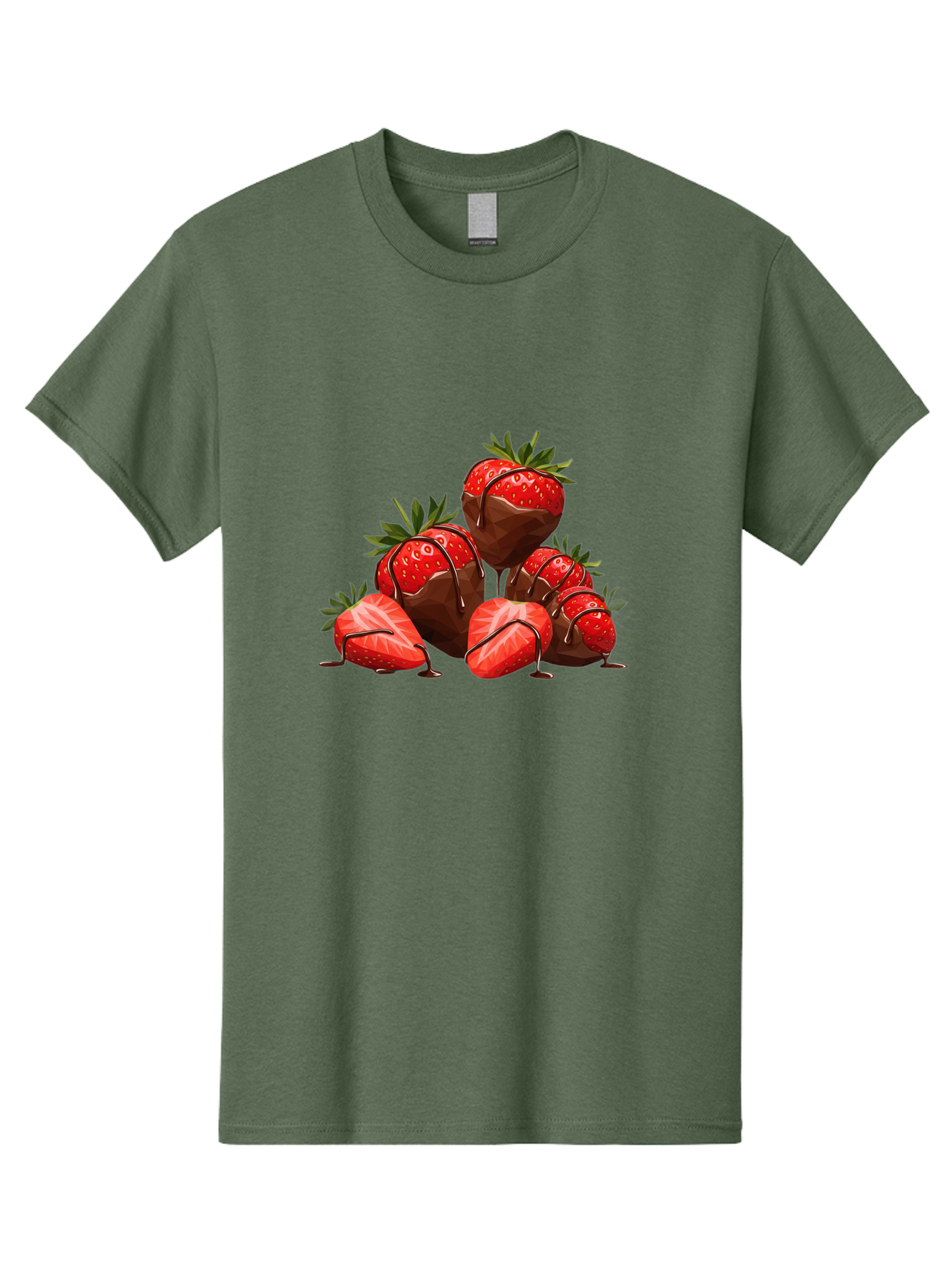 Chocolate-Covered-Strawberries-1 Men'S Graphic Tee, 100% Cotton, Comfortable Casual Summer Wear, Machine Washable, Chocolate Covered Strawberries, Sweet Treats, Indulgent Dessert, Ripe Strawberries, Chocolate Drizzle, Decadent, Luxurious, Bab740