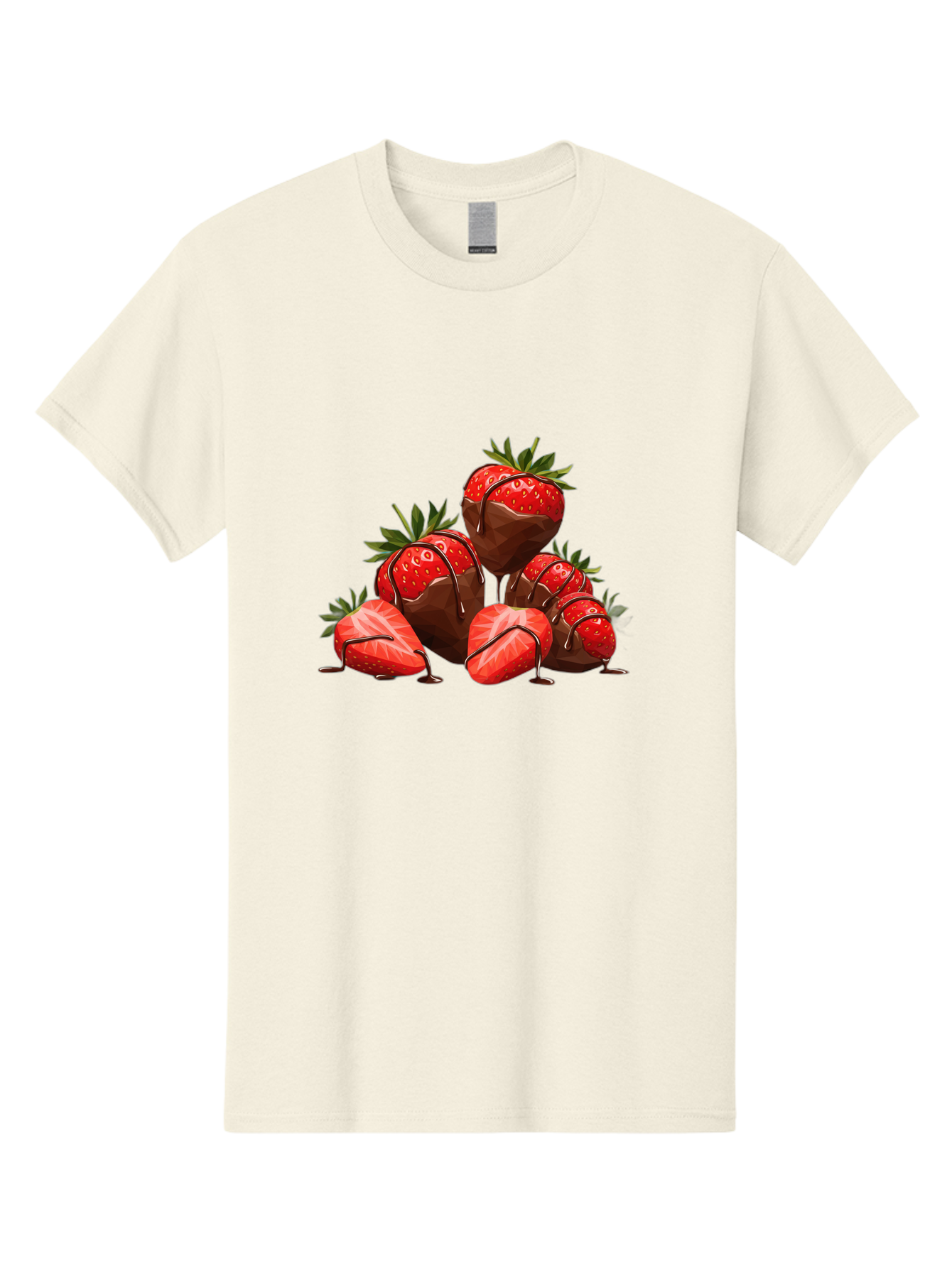 Chocolate-Covered-Strawberries-1 Men'S Graphic Tee, 100% Cotton, Comfortable Casual Summer Wear, Machine Washable, Chocolate Covered Strawberries, Sweet Treats, Indulgent Dessert, Ripe Strawberries, Chocolate Drizzle, Decadent, Luxurious, Bab740