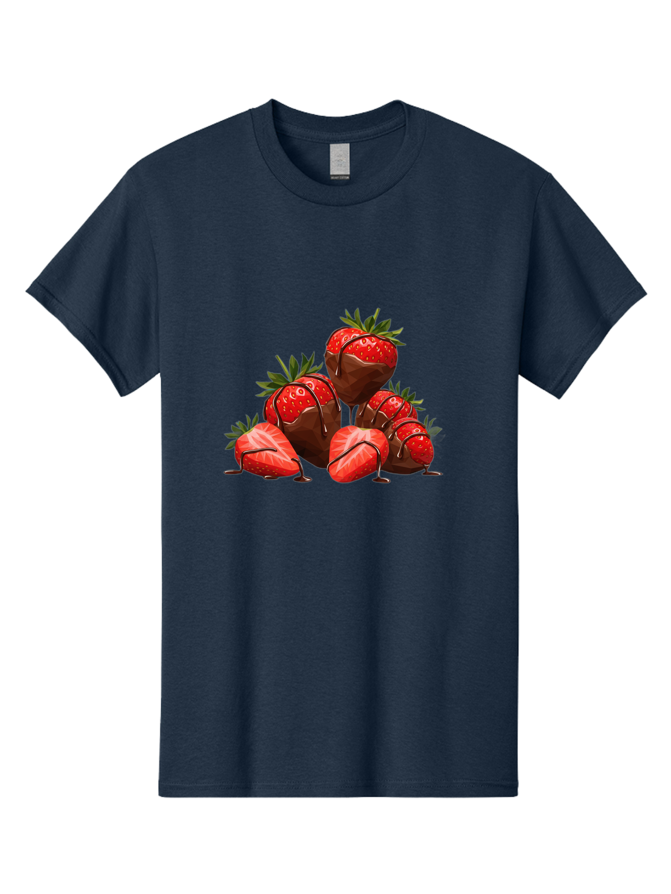 Chocolate-Covered-Strawberries-1 Men'S Graphic Tee, 100% Cotton, Comfortable Casual Summer Wear, Machine Washable, Chocolate Covered Strawberries, Sweet Treats, Indulgent Dessert, Ripe Strawberries, Chocolate Drizzle, Decadent, Luxurious, Bab740