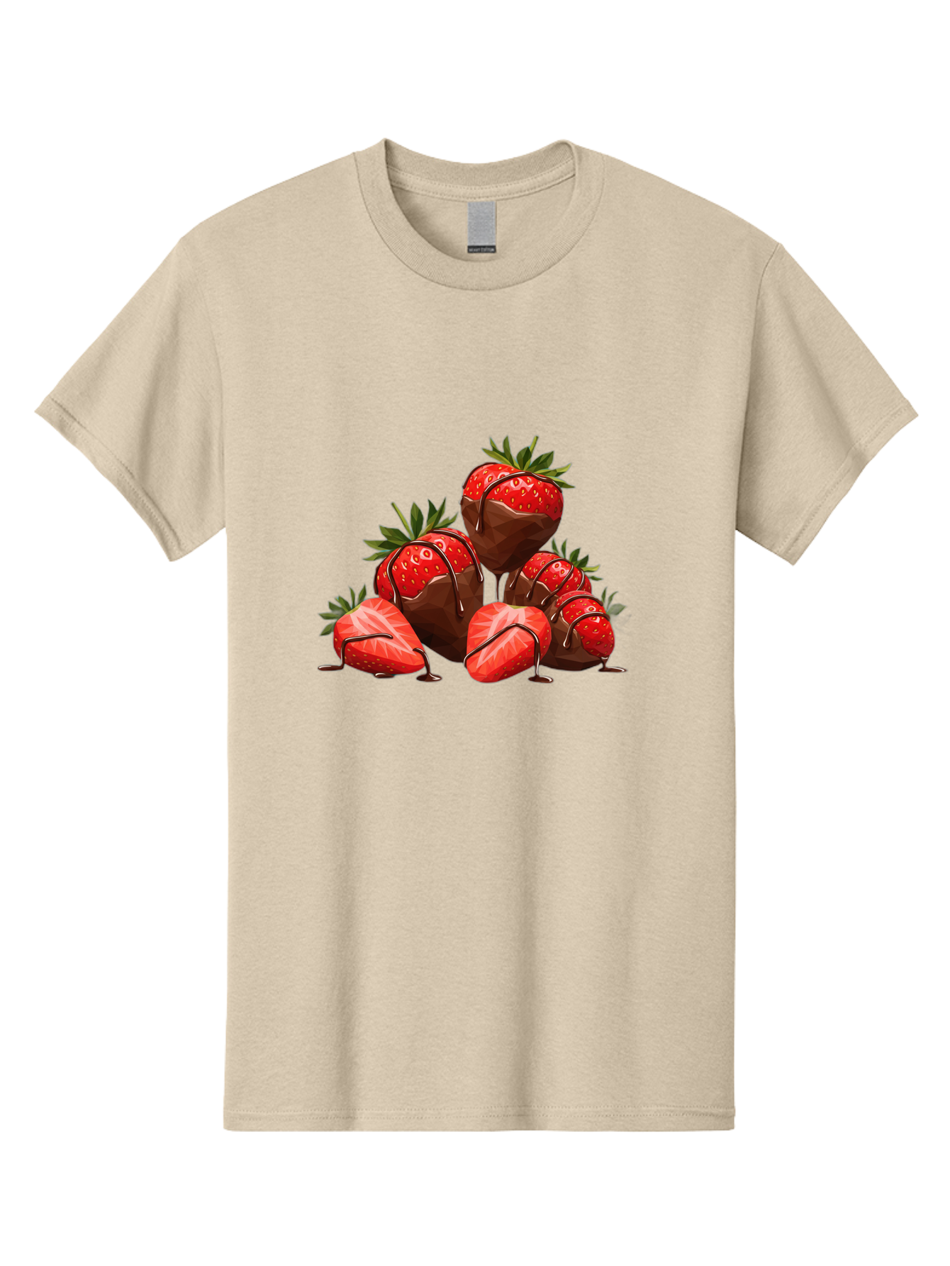 Chocolate-Covered-Strawberries-1 Men'S Graphic Tee, 100% Cotton, Comfortable Casual Summer Wear, Machine Washable, Chocolate Covered Strawberries, Sweet Treats, Indulgent Dessert, Ripe Strawberries, Chocolate Drizzle, Decadent, Luxurious, Bab740