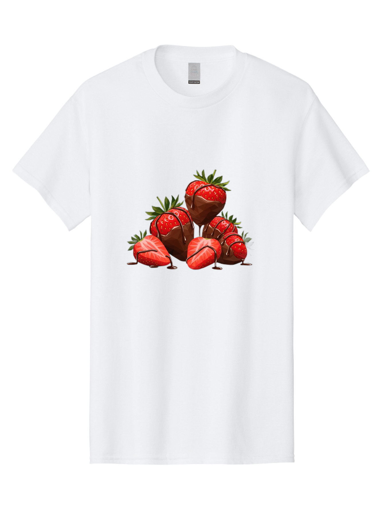 Chocolate-Covered-Strawberries-1 Men'S Graphic Tee, 100% Cotton, Comfortable Casual Summer Wear, Machine Washable, Chocolate Covered Strawberries, Sweet Treats, Indulgent Dessert, Ripe Strawberries, Chocolate Drizzle, Decadent, Luxurious, Bab740