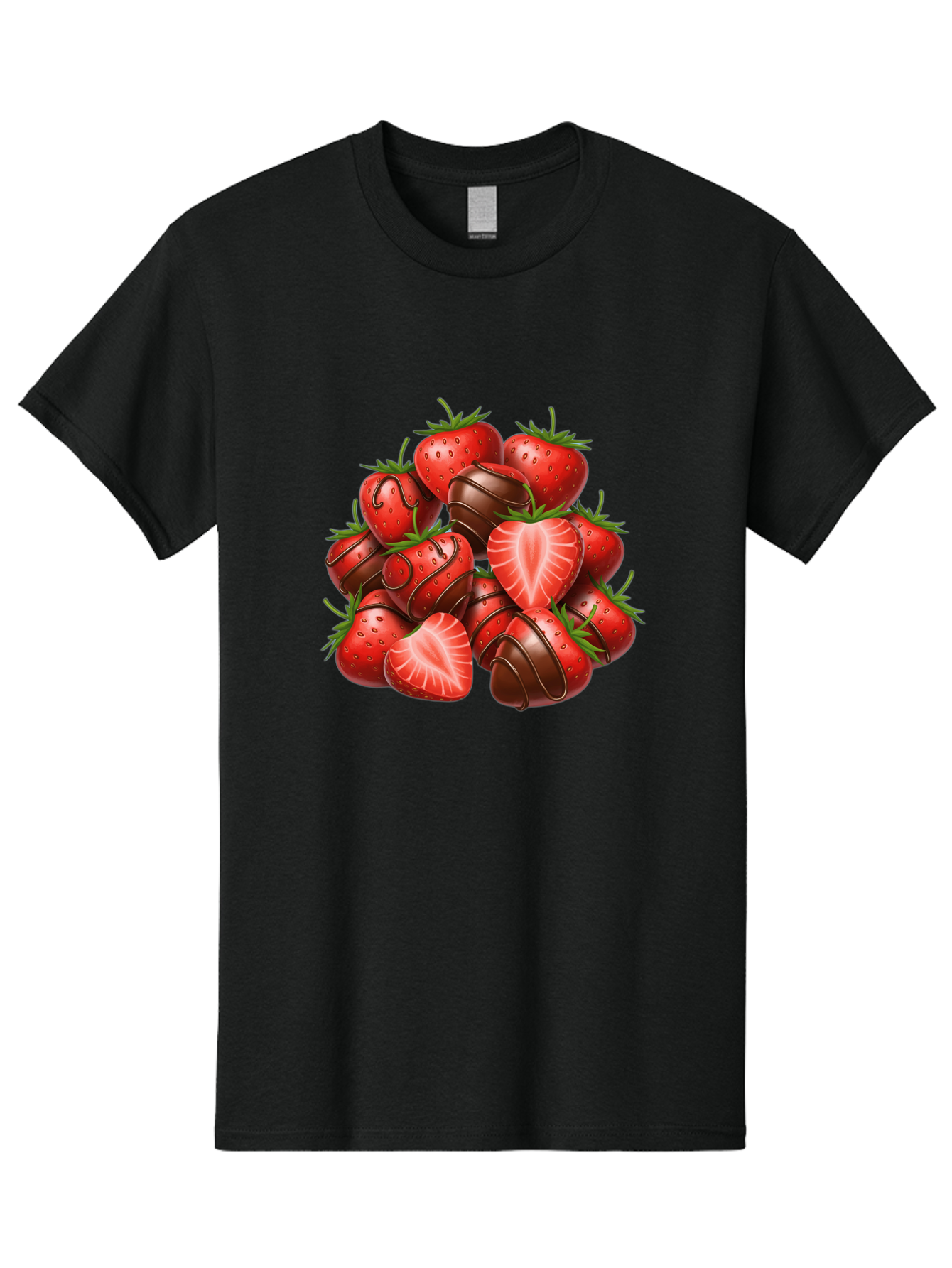 Chocolate-Dipped-Strawberries Men'S Graphic Tee, 100% Cotton, Comfortable Casual Summer Wear, Machine Washable, Chocolate Covered Strawberries, Sweet Treats, Delicious Desserts, Strawberry Lovers, Chocolate Indulgence, Tasty Fruit, Bab746