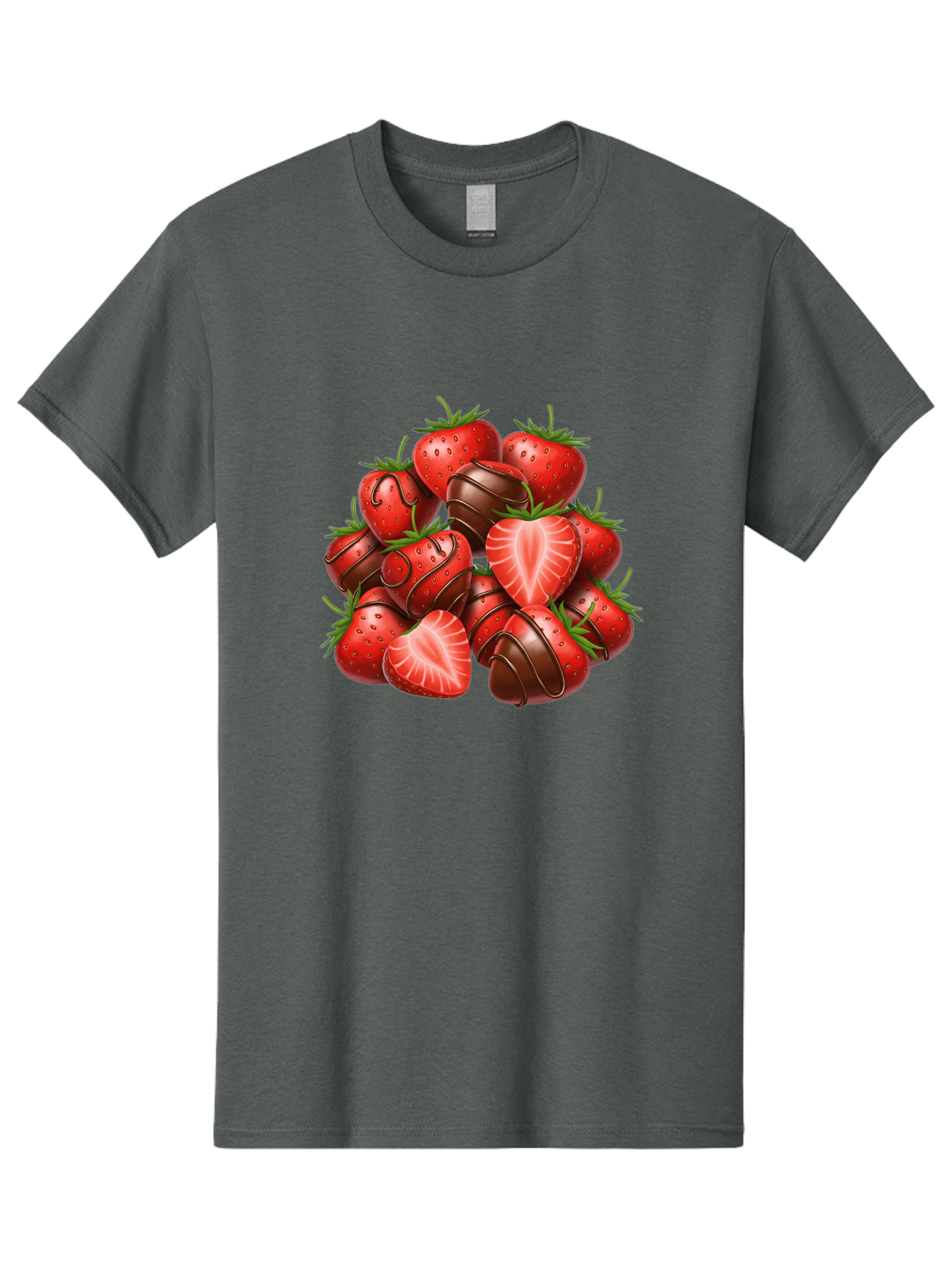 Chocolate-Dipped-Strawberries Men'S Graphic Tee, 100% Cotton, Comfortable Casual Summer Wear, Machine Washable, Chocolate Covered Strawberries, Sweet Treats, Delicious Desserts, Strawberry Lovers, Chocolate Indulgence, Tasty Fruit, Bab746