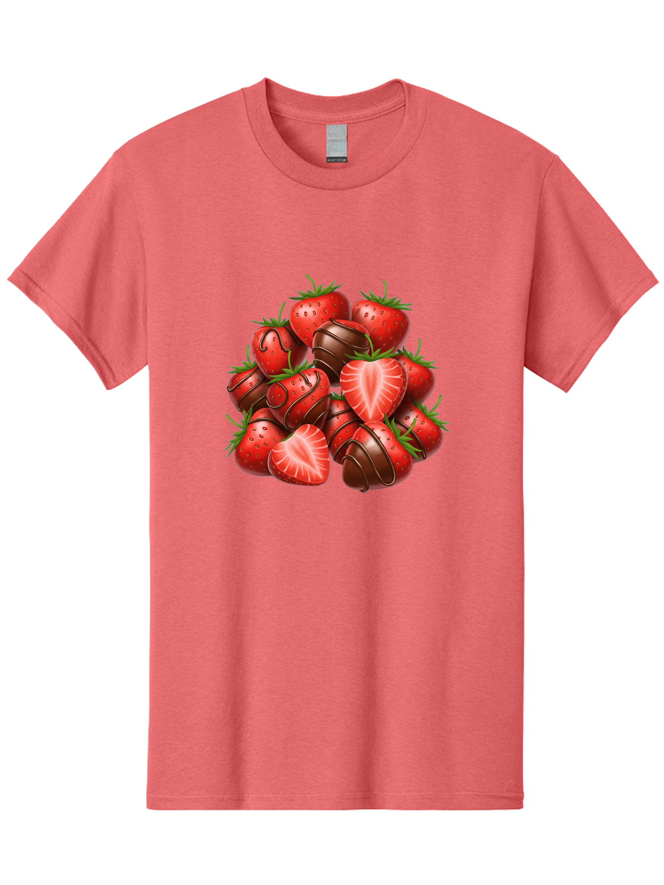 Chocolate-Dipped-Strawberries Men'S Graphic Tee, 100% Cotton, Comfortable Casual Summer Wear, Machine Washable, Chocolate Covered Strawberries, Sweet Treats, Delicious Desserts, Strawberry Lovers, Chocolate Indulgence, Tasty Fruit, Bab746